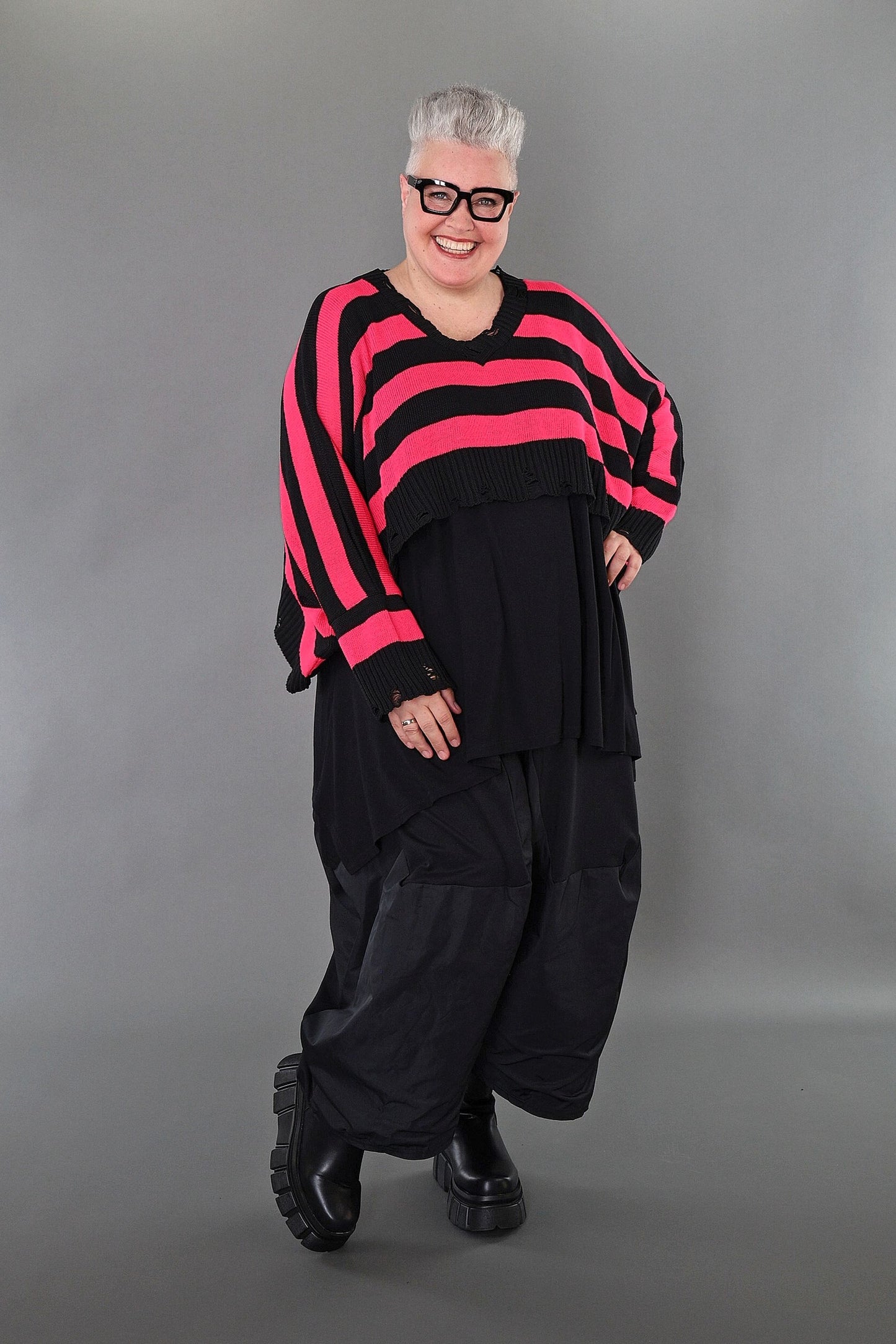 2537 "Nuvella" 110% Cotton Knitted Jumper - Fuchsia