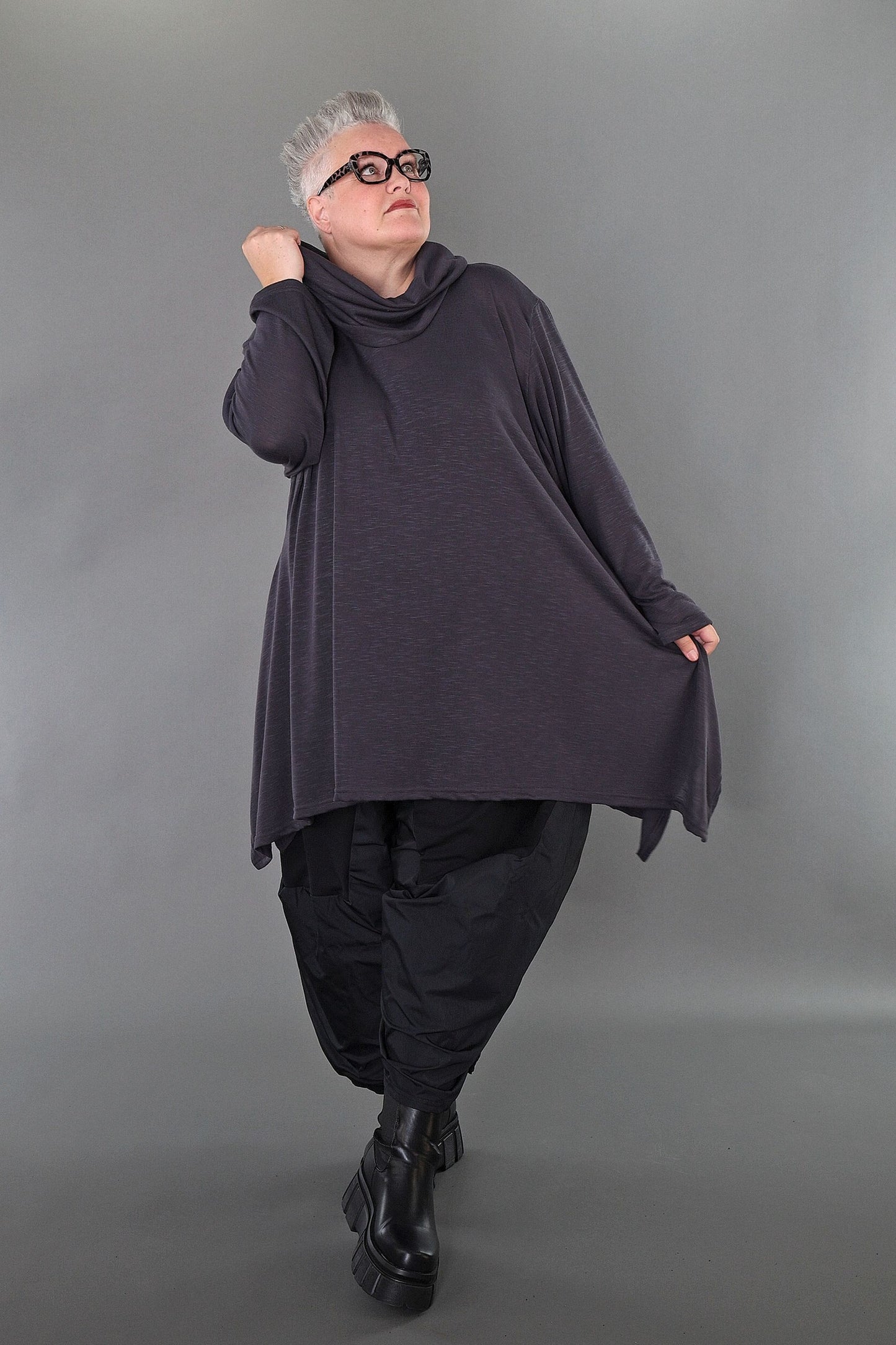 3371 "Celine" Turtleneck Jumper - Dark Grey