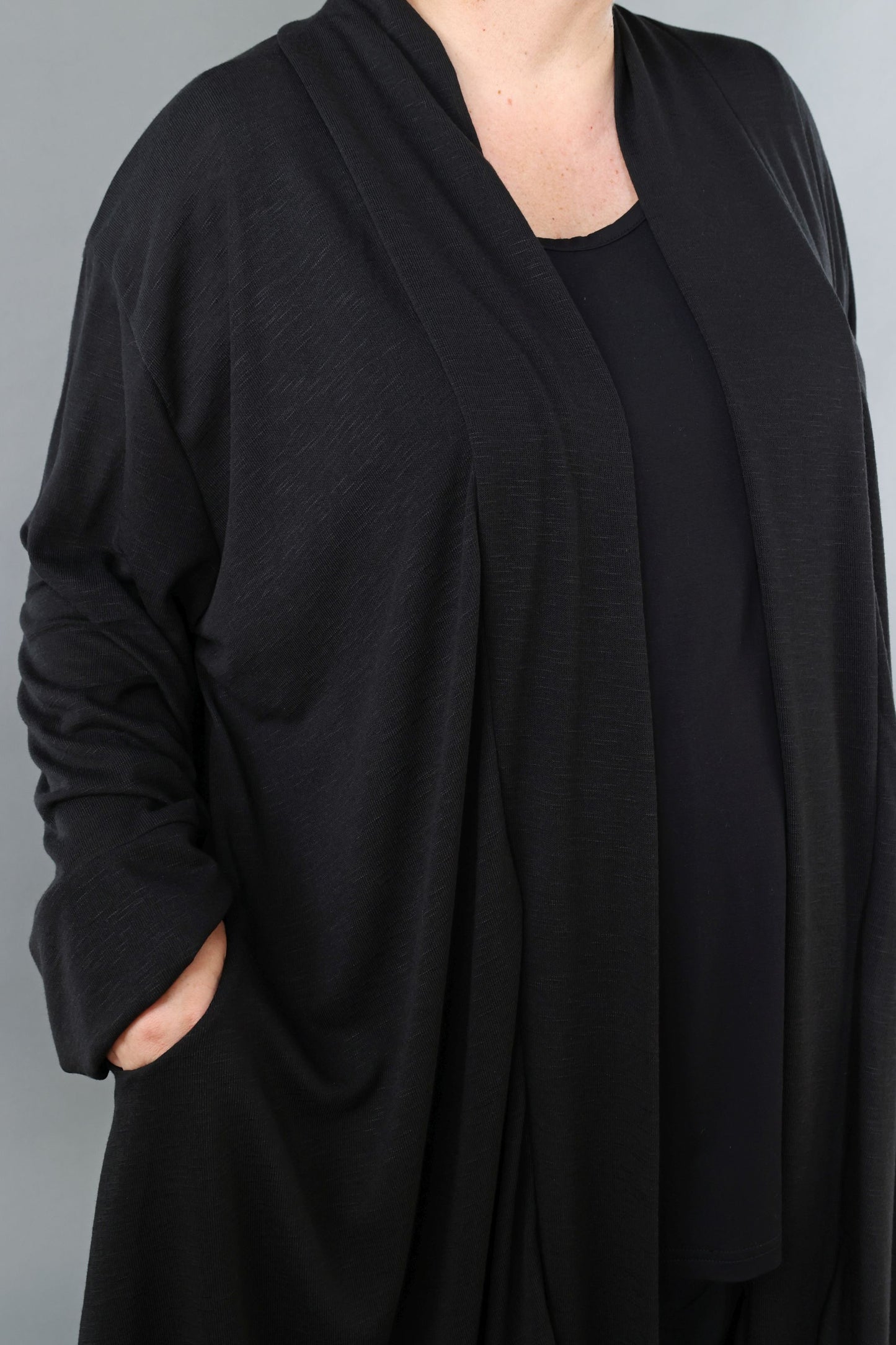 7041 "Celine" Open Cardigan - Black