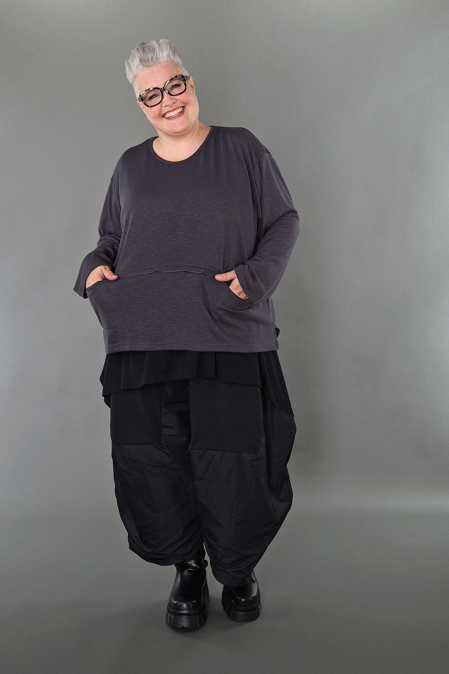 7130 "Celine" Top - Dark Grey