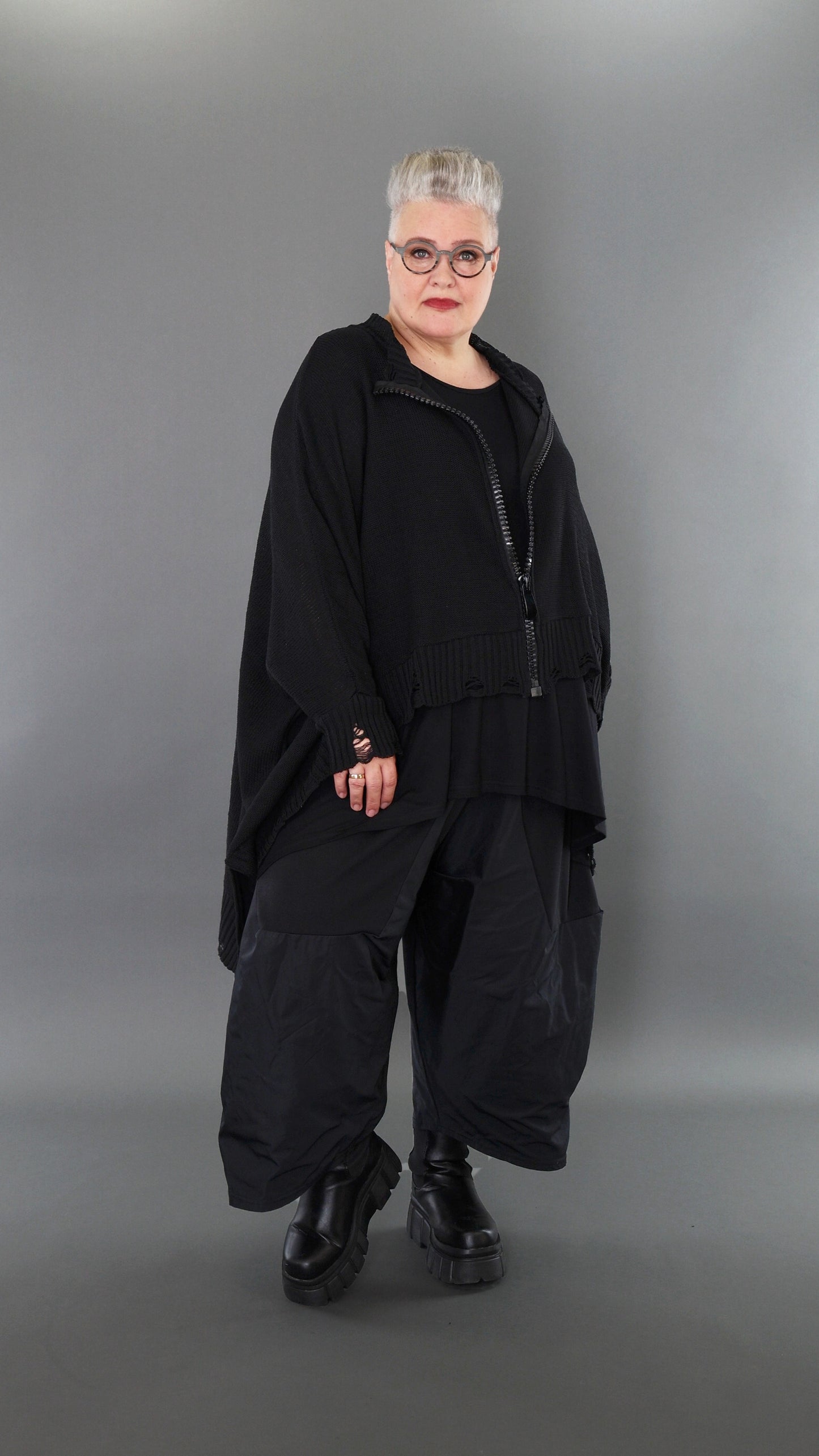 2519 "Bella" 100% Cotton - Drop Hem Big Zip Jacket