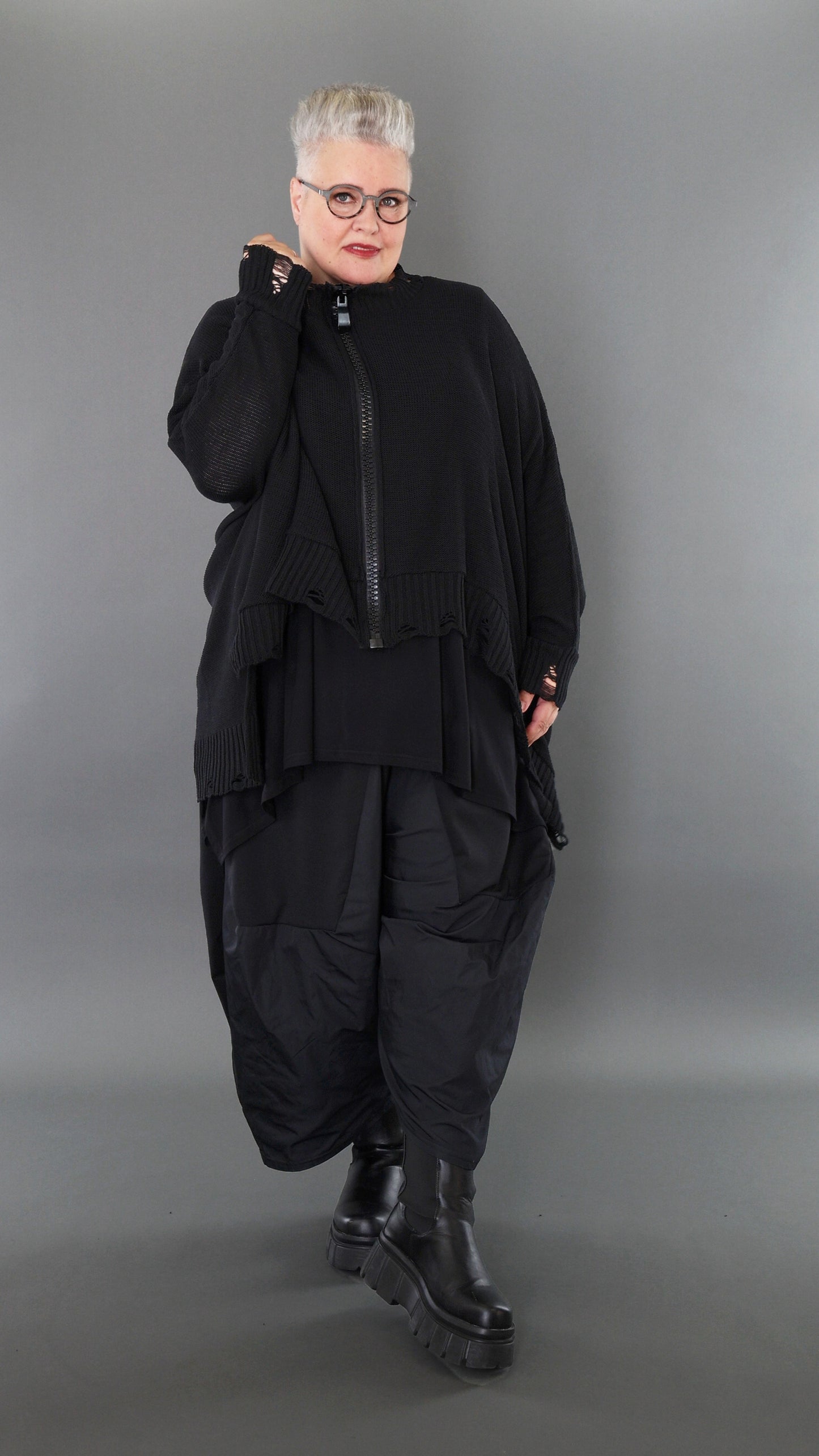 2519 "Bella" 100% Cotton - Drop Hem Big Zip Jacket