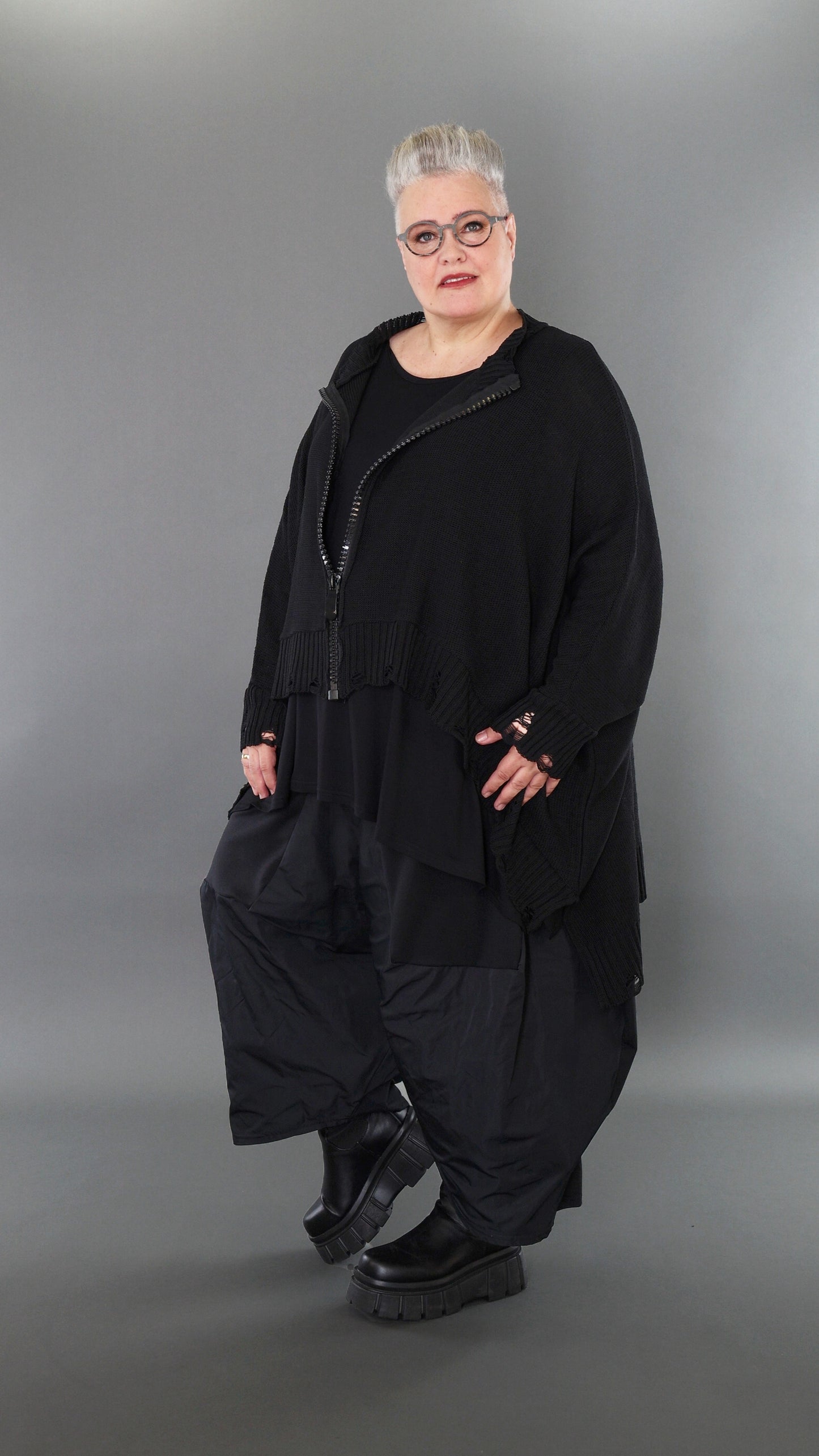 2519 "Bella" 100% Cotton - Drop Hem Big Zip Jacket