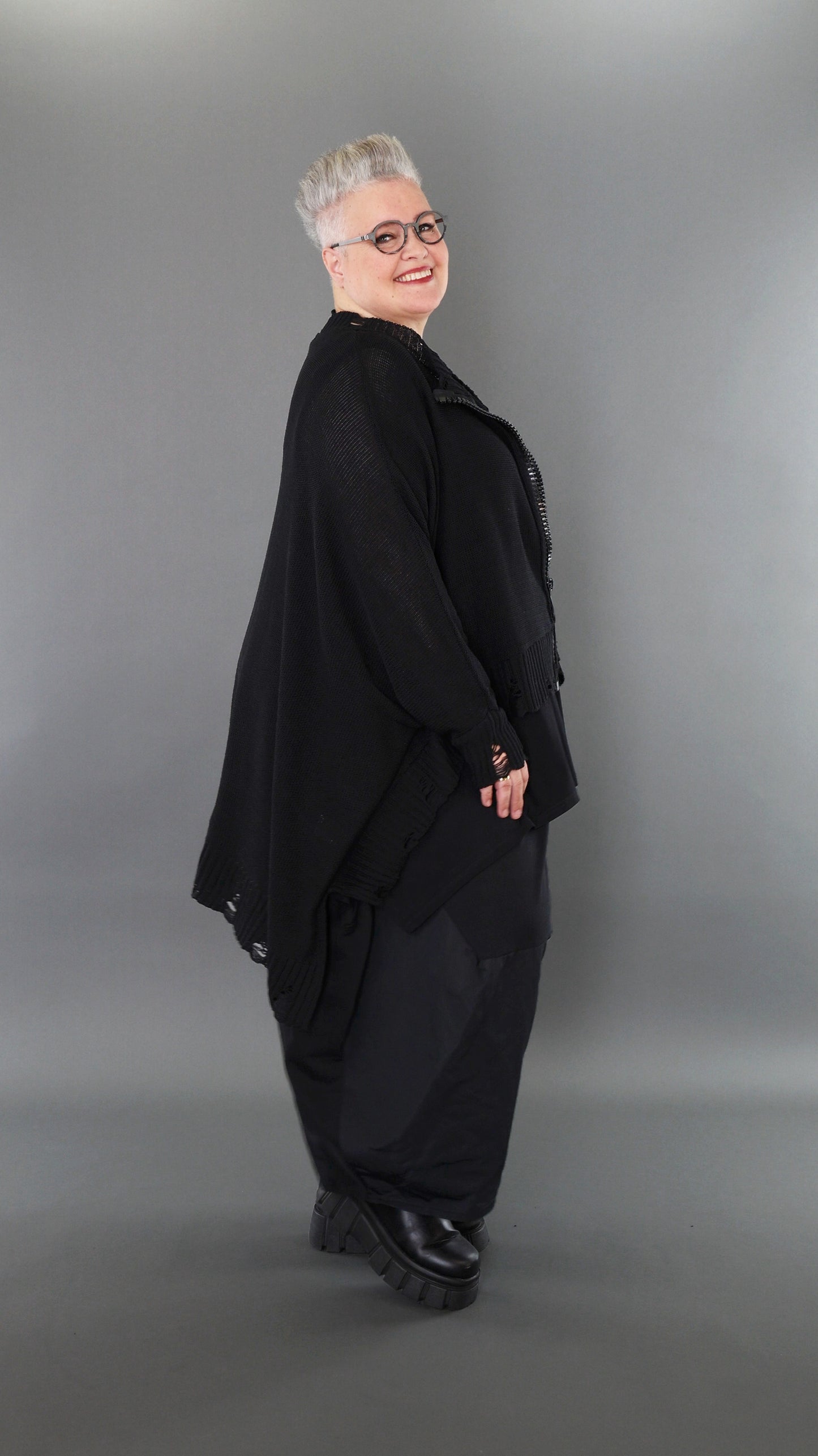 2519 "Bella" 100% Cotton - Drop Hem Big Zip Jacket