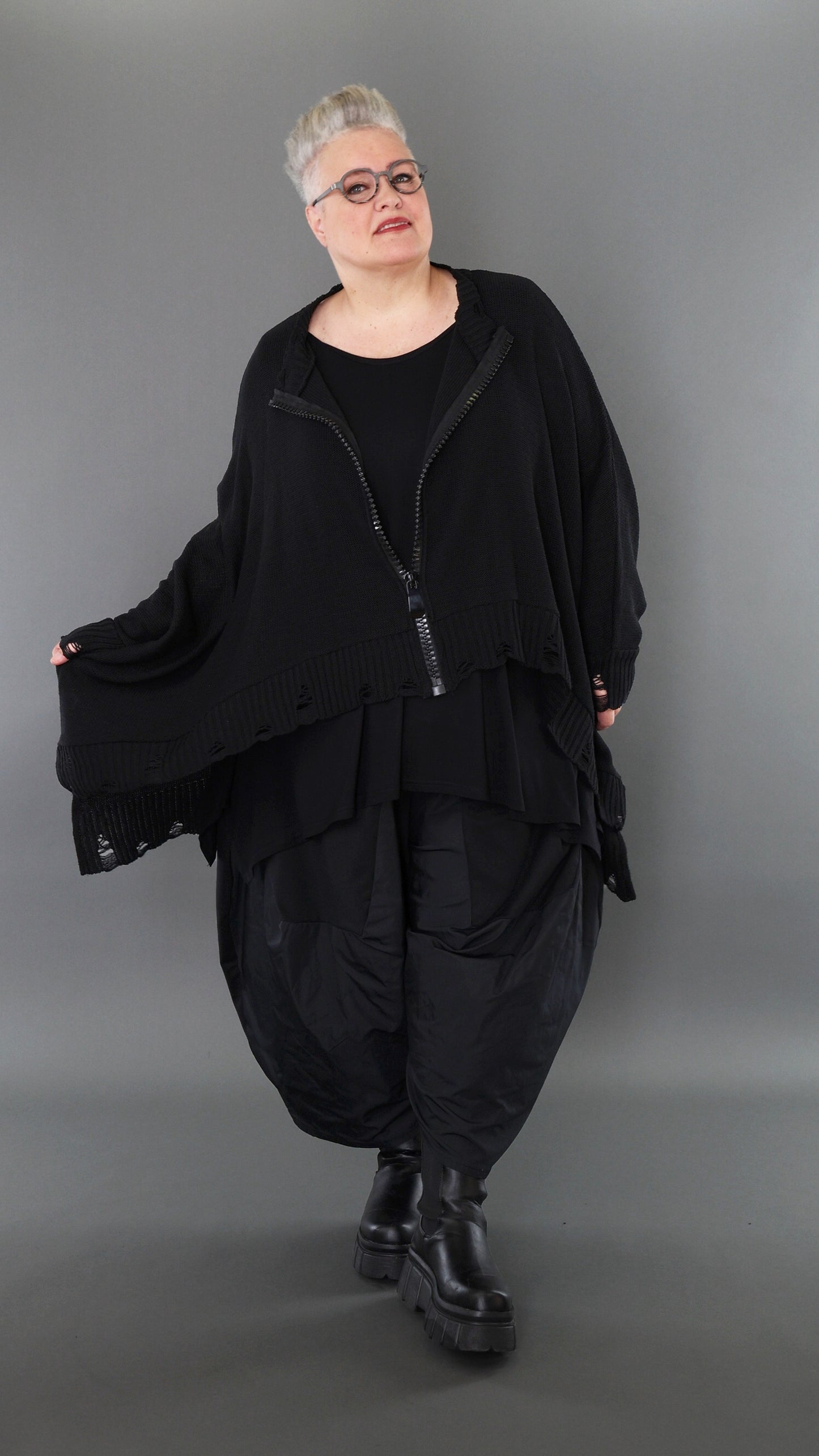 2519 "Bella" 100% Cotton - Drop Hem Big Zip Jacket