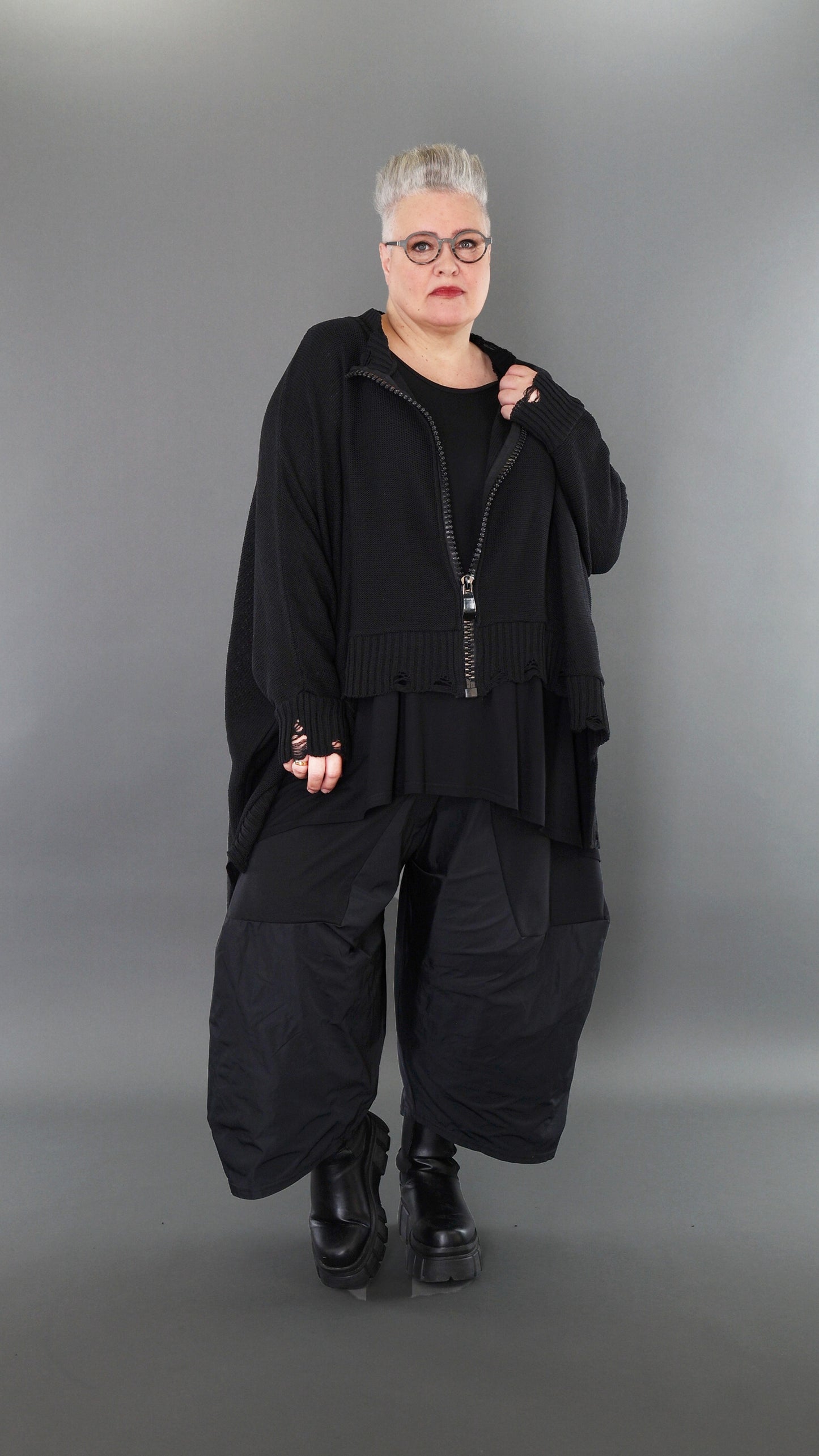 2519 "Bella" 100% Cotton - Drop Hem Big Zip Jacket