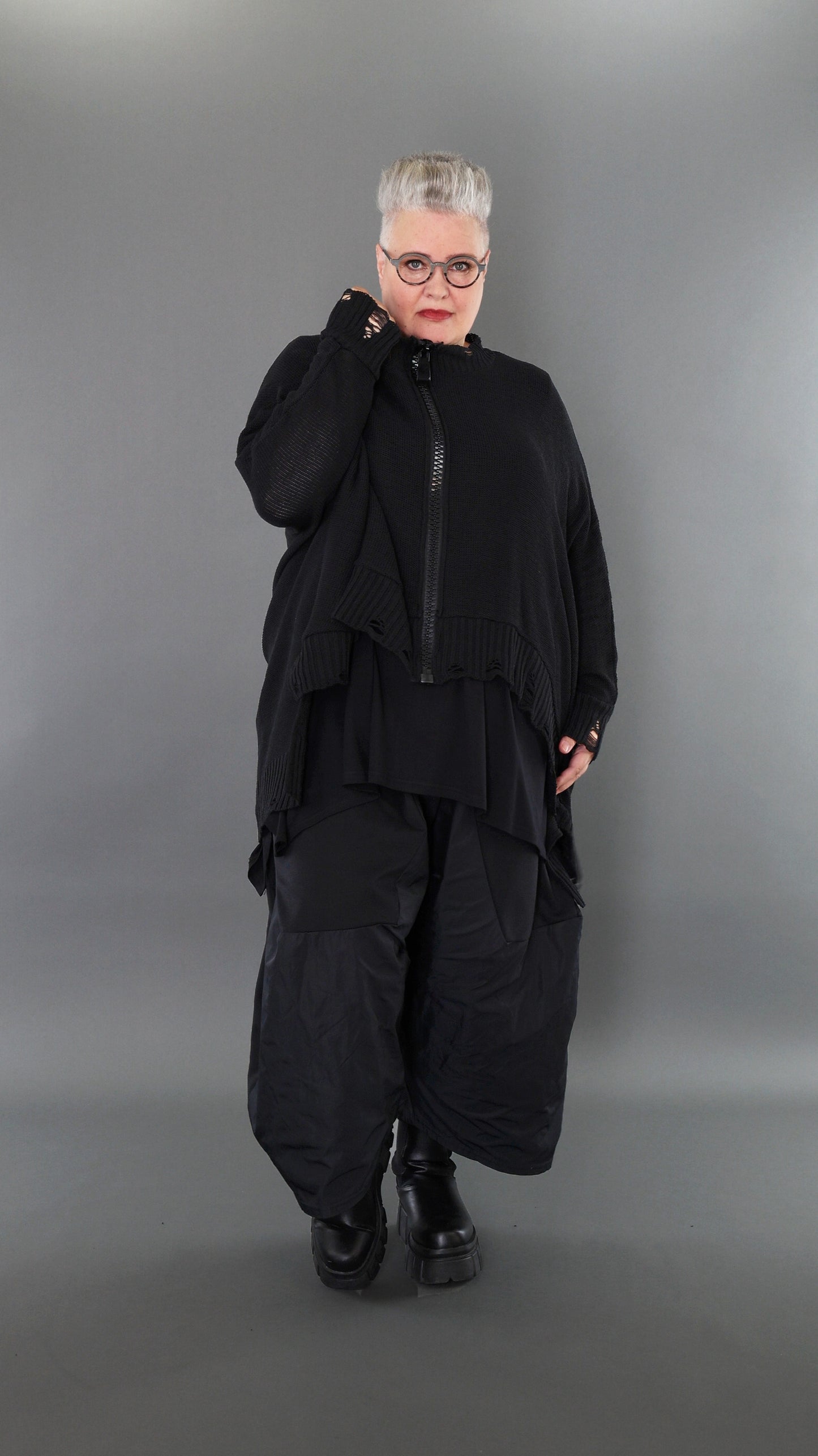 2519 "Bella" 100% Cotton - Drop Hem Big Zip Jacket