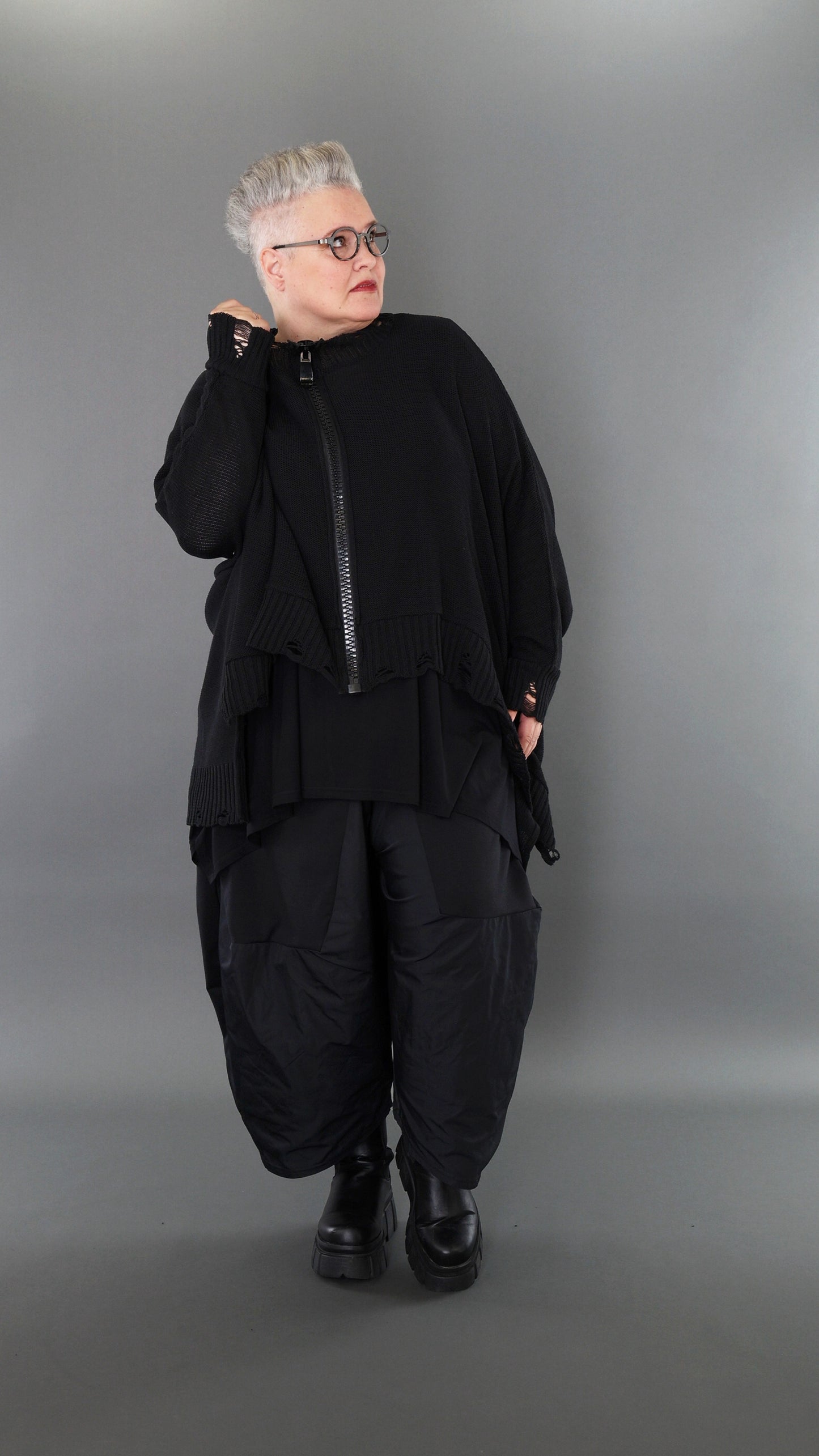 2519 "Bella" 100% Cotton - Drop Hem Big Zip Jacket