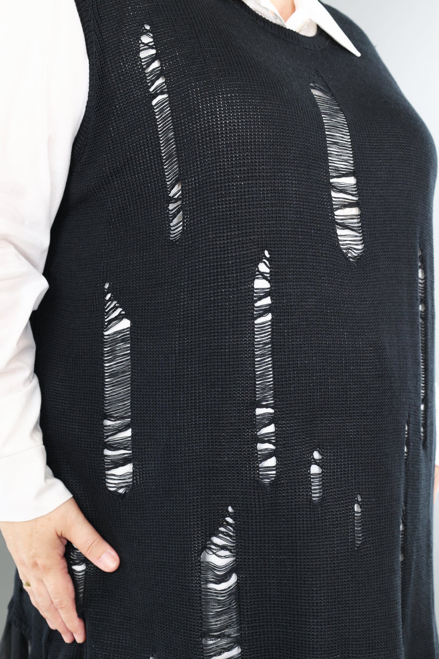 2524 "Bella" 100% Cotton - Distressed Sleeveless Dress