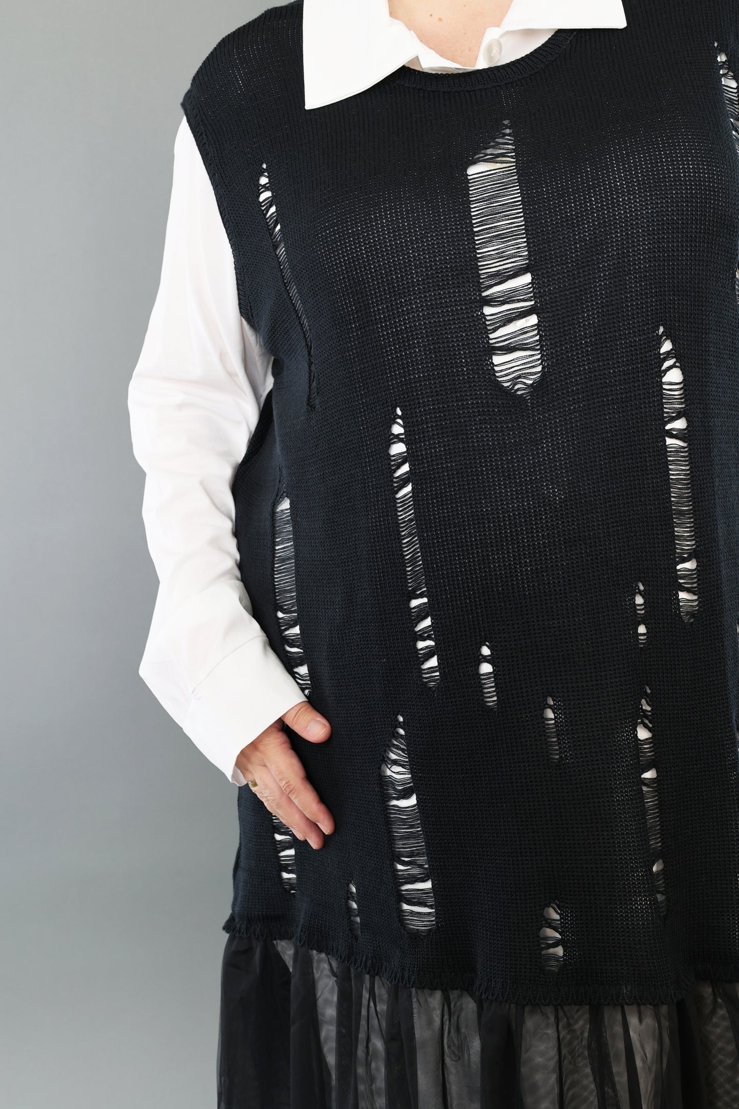 2524 "Bella" 100% Cotton - Distressed Sleeveless Dress