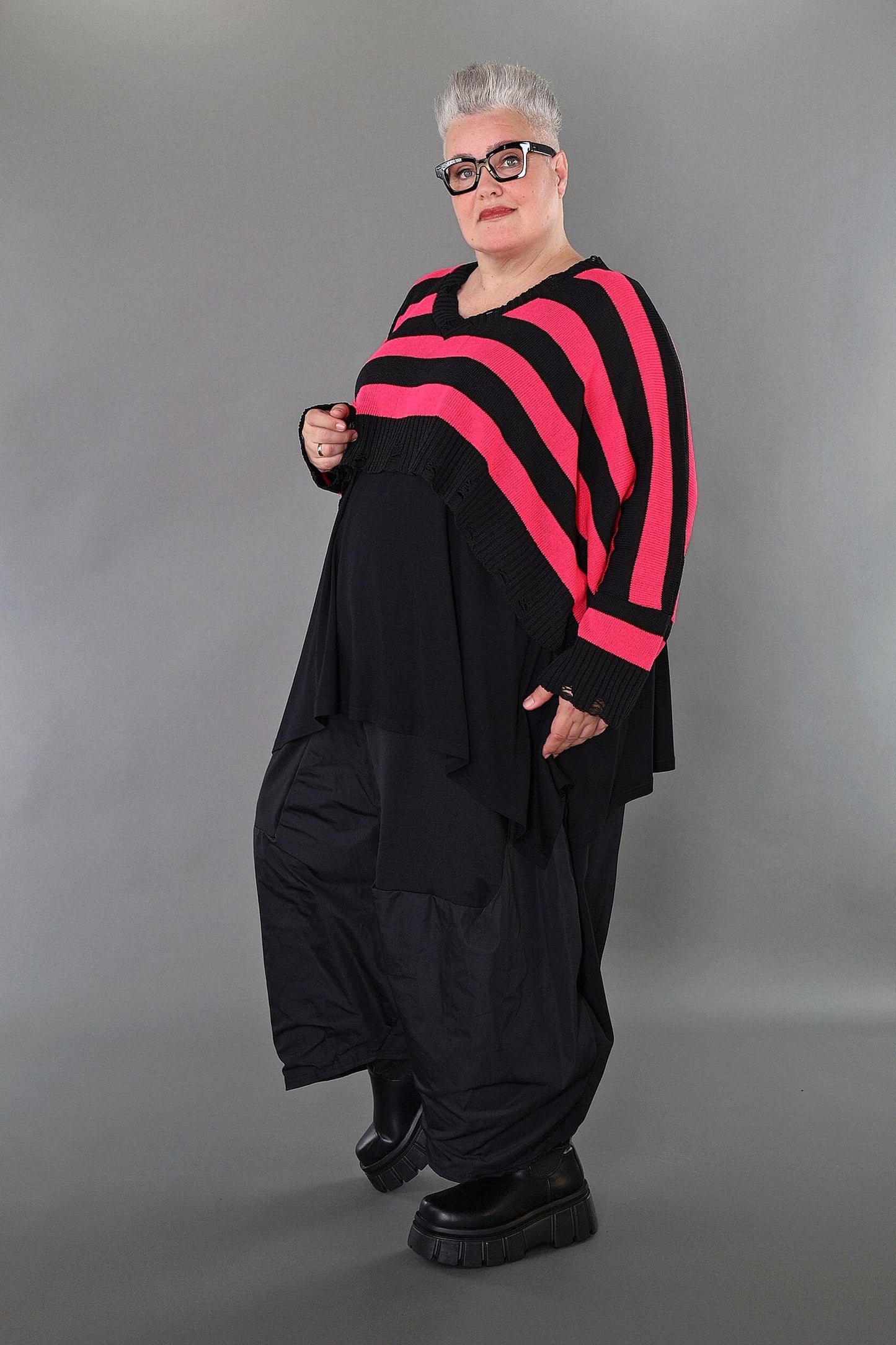 2537 "Nuvella" 110% Cotton Knitted Jumper - Fuchsia