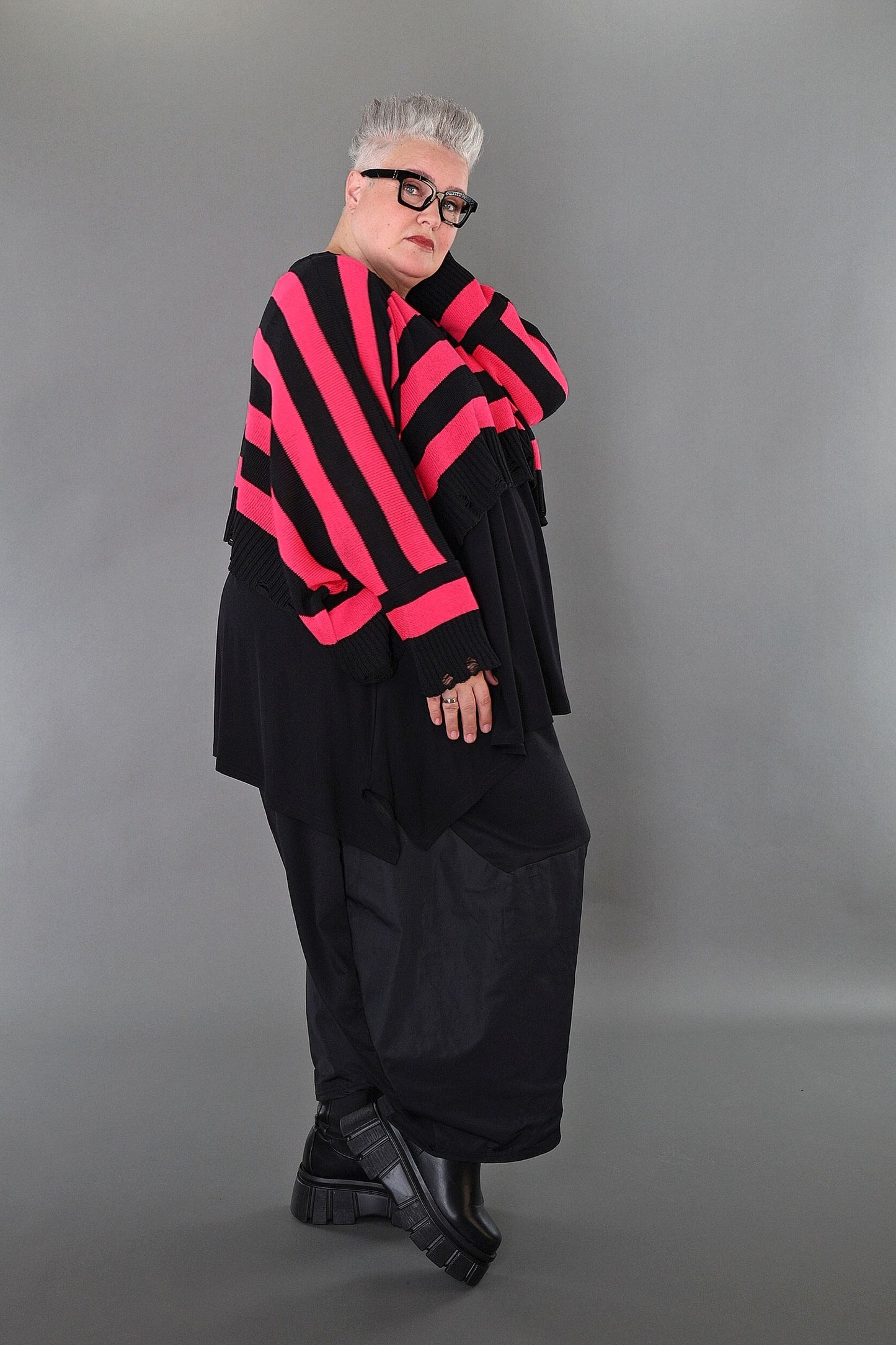 2537 "Nuvella" 110% Cotton Knitted Jumper - Fuchsia