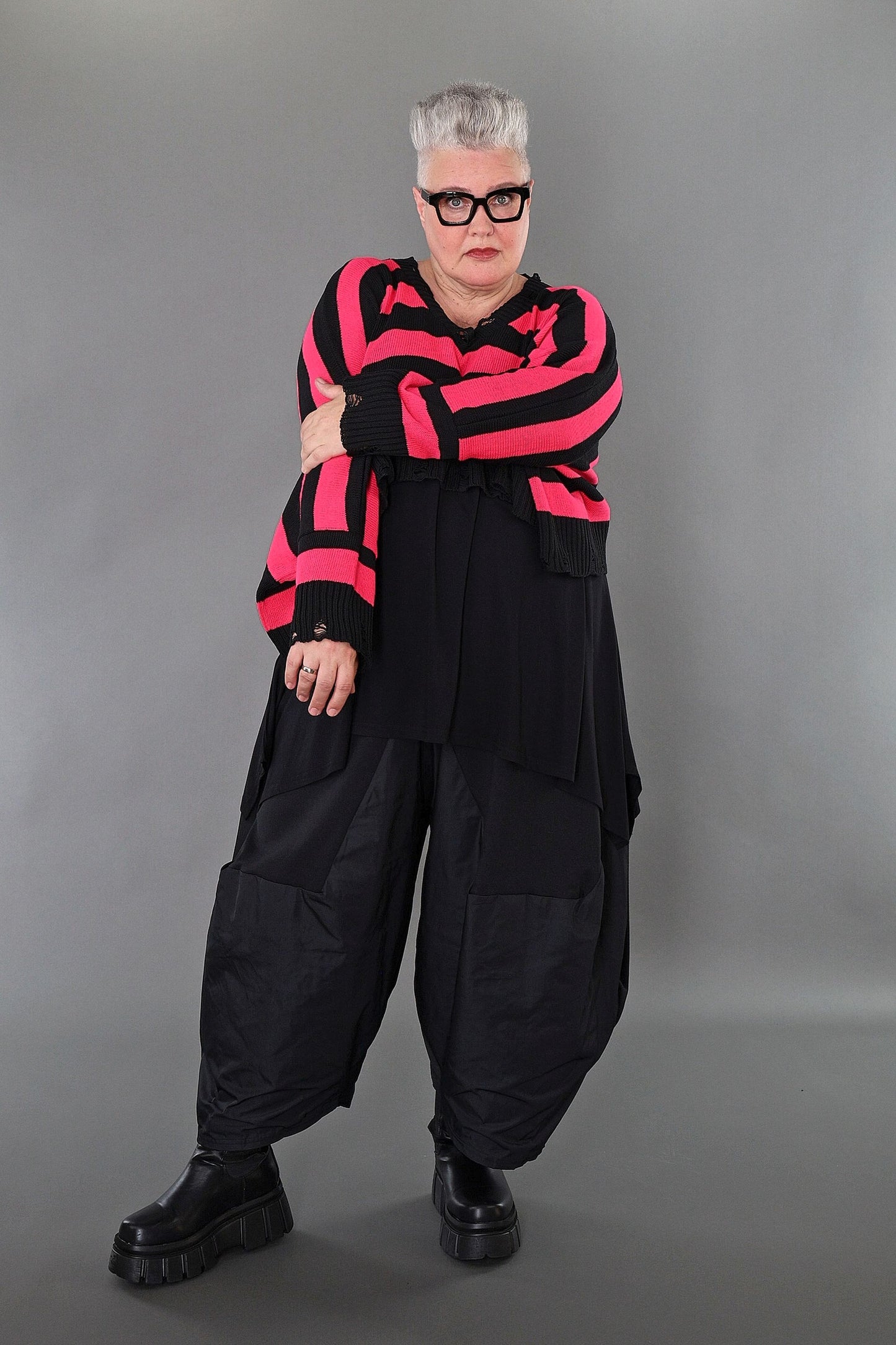 2537 "Nuvella" 110% Cotton Knitted Jumper - Fuchsia