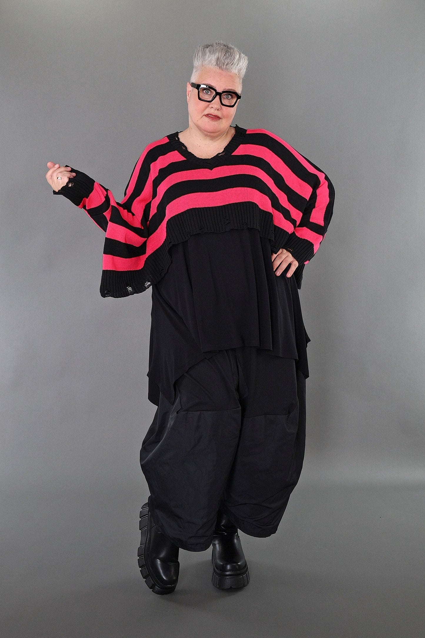 2537 "Nuvella" 110% Cotton Knitted Jumper - Fuchsia