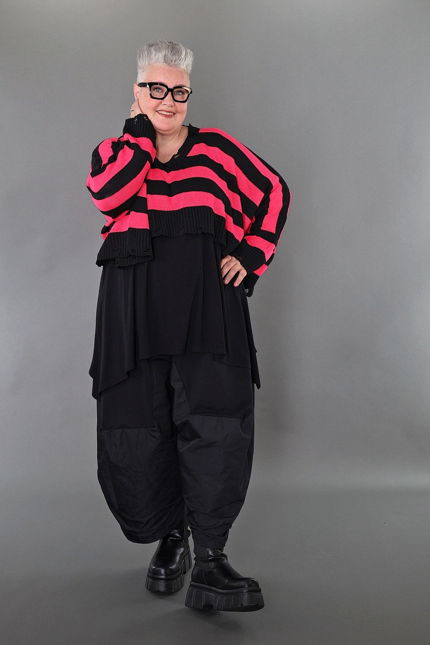 2537 "Nuvella" 110% Cotton Knitted Jumper - Fuchsia