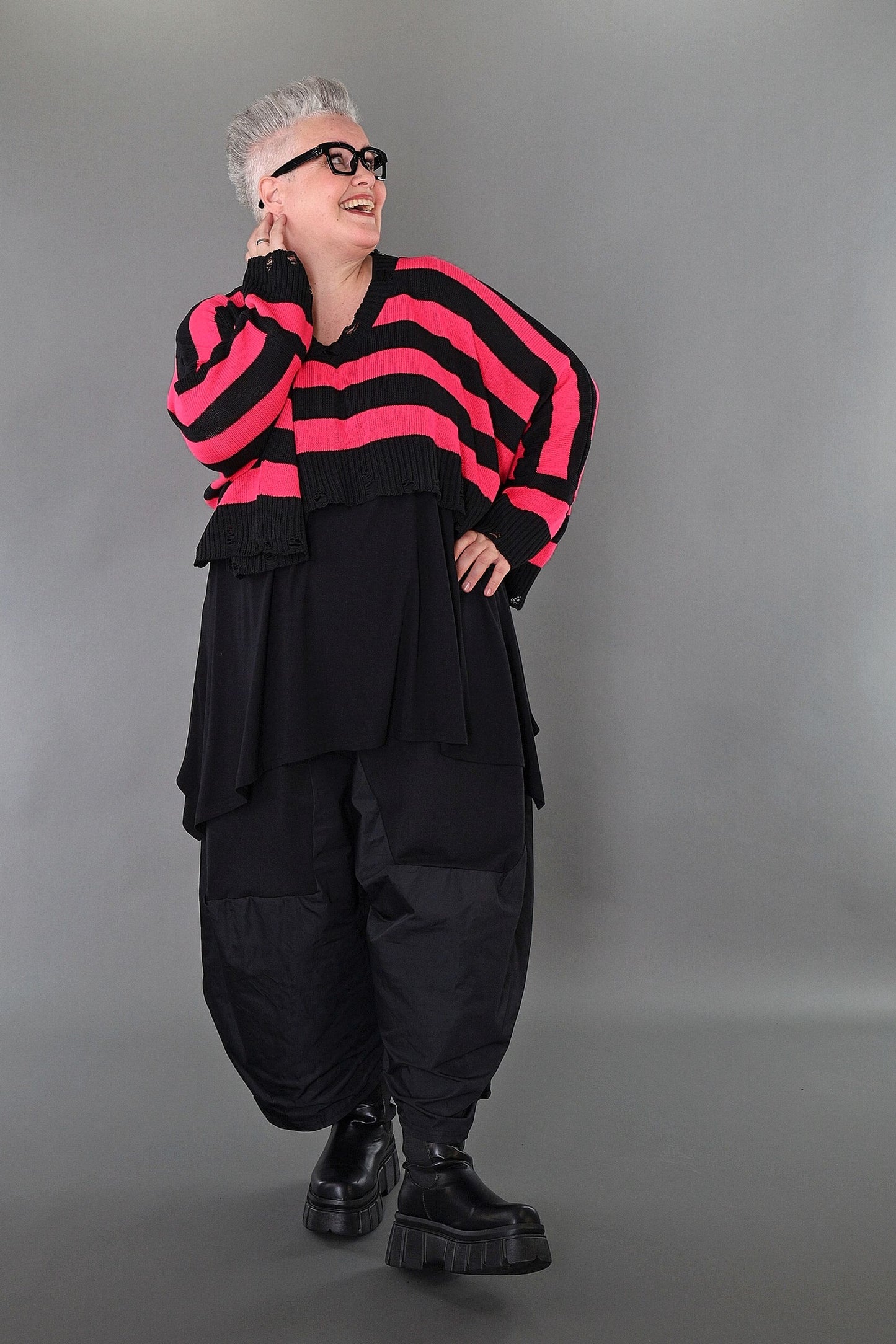 2537 "Nuvella" 110% Cotton Knitted Jumper - Fuchsia