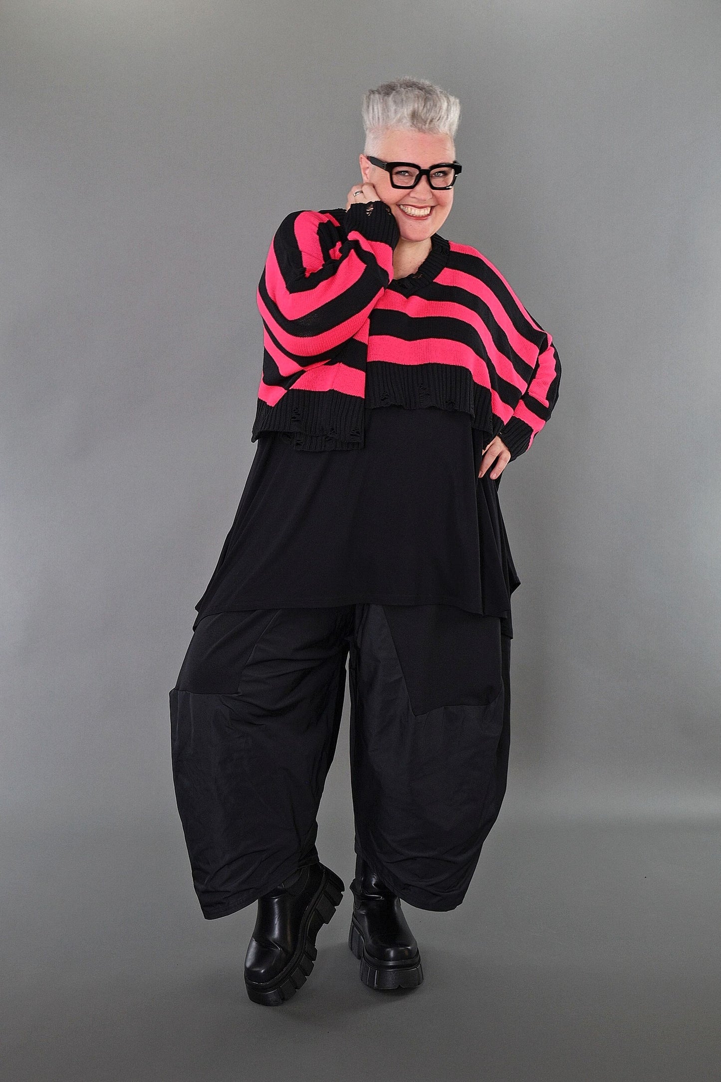 2537 "Nuvella" 110% Cotton Knitted Jumper - Fuchsia