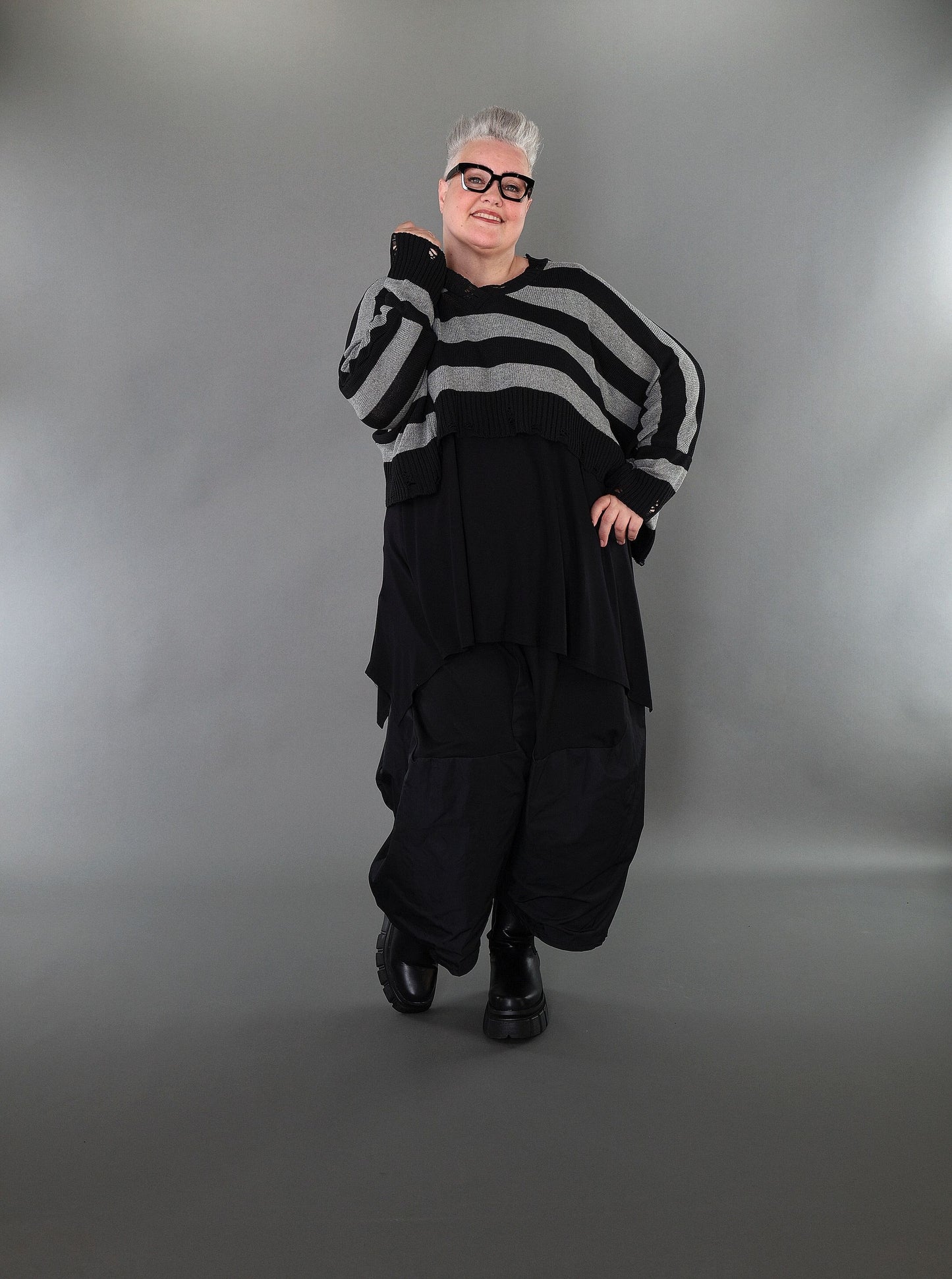 2537 "Nuvella" 110% Cotton Knitted Jumper - Grey