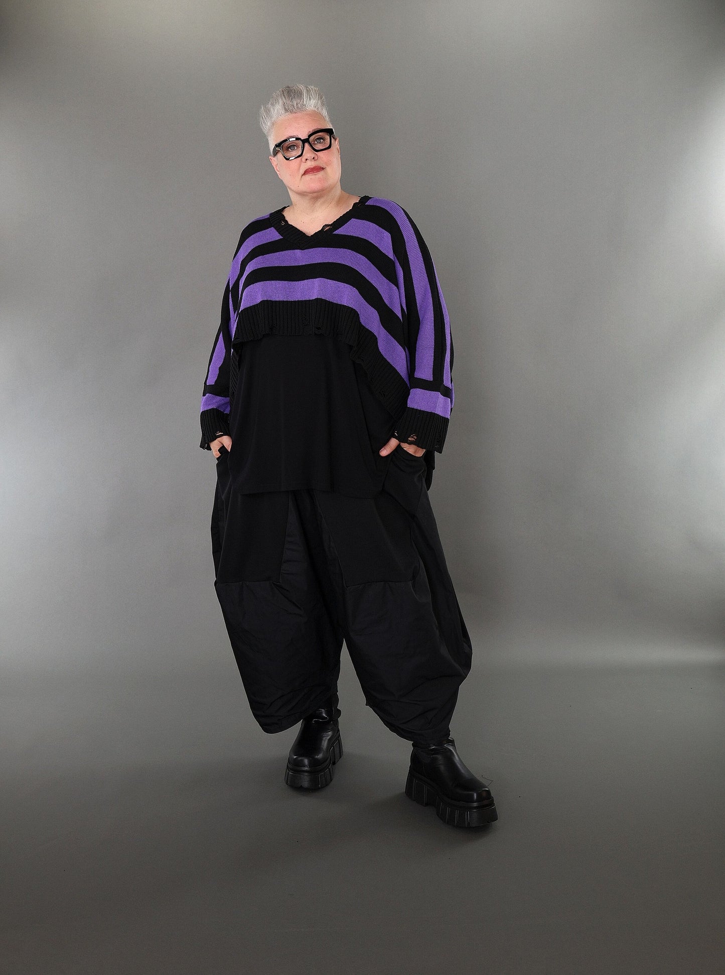 2537 "Nuvella" 110% Cotton Knitted Jumper - Violet