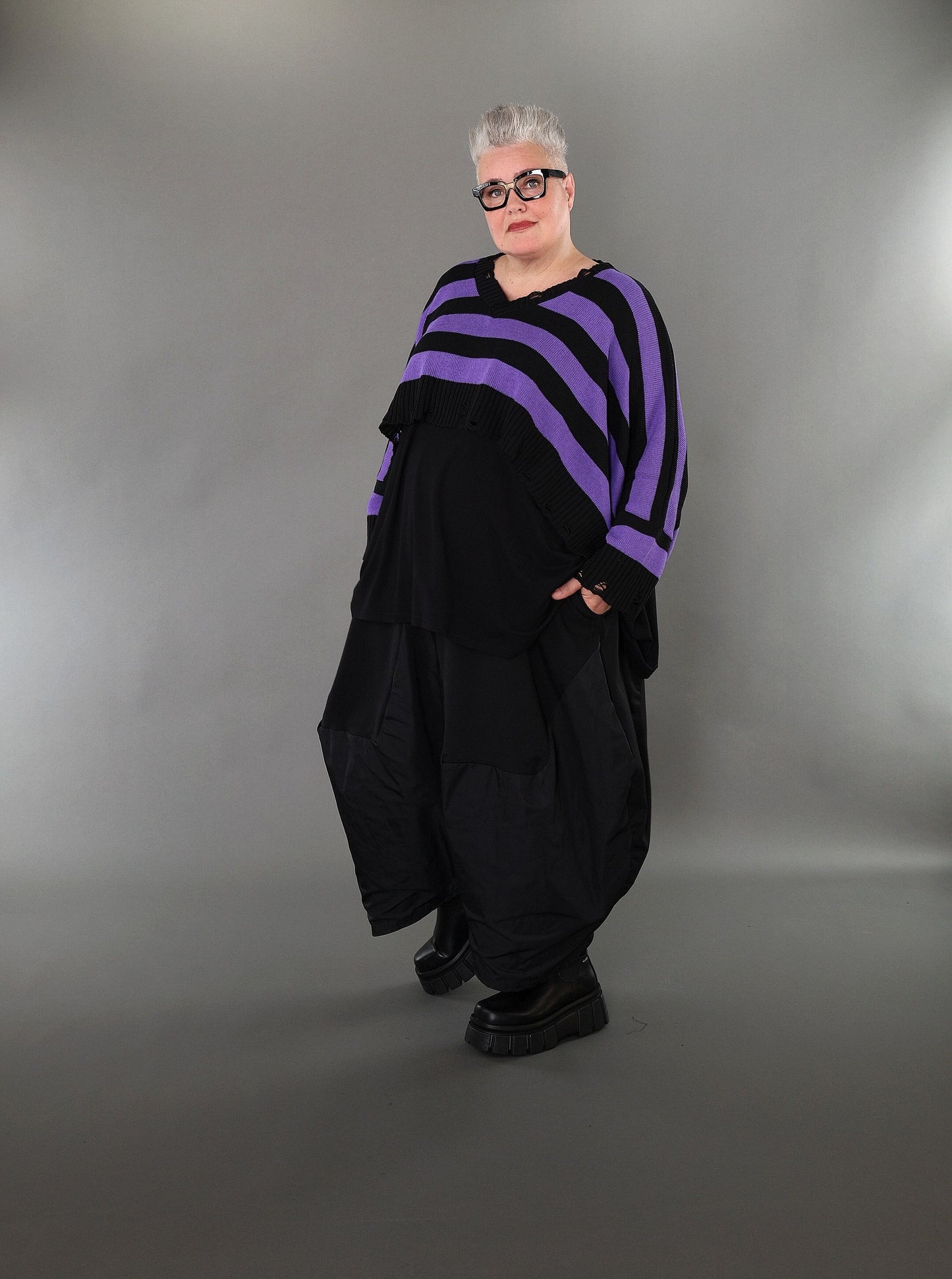 2537 "Nuvella" 110% Cotton Knitted Jumper - Violet