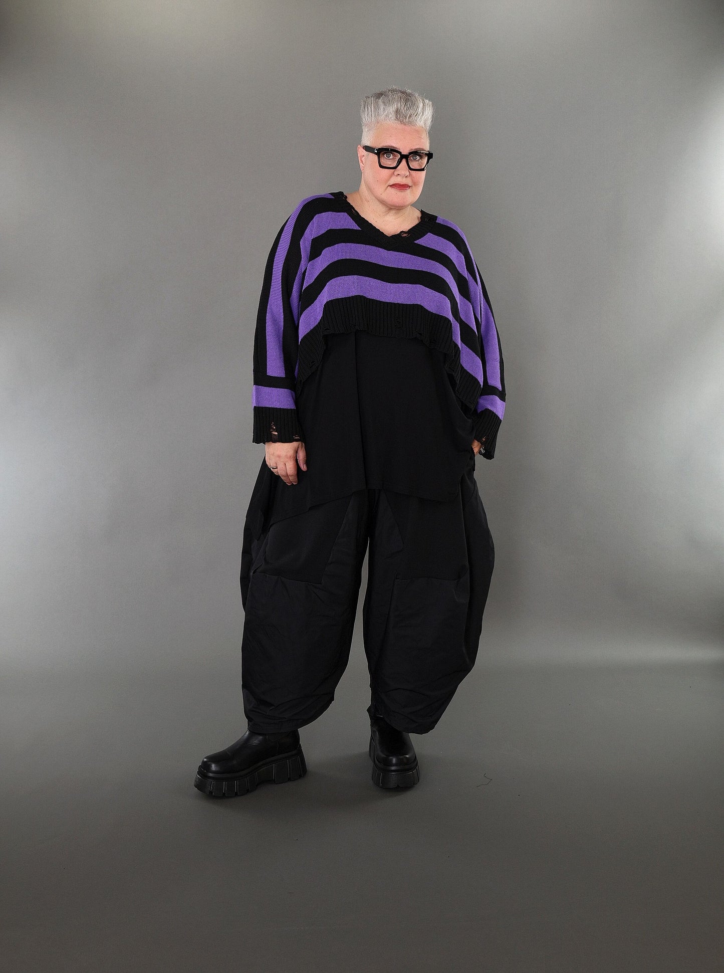 2537 "Nuvella" 110% Cotton Knitted Jumper - Violet