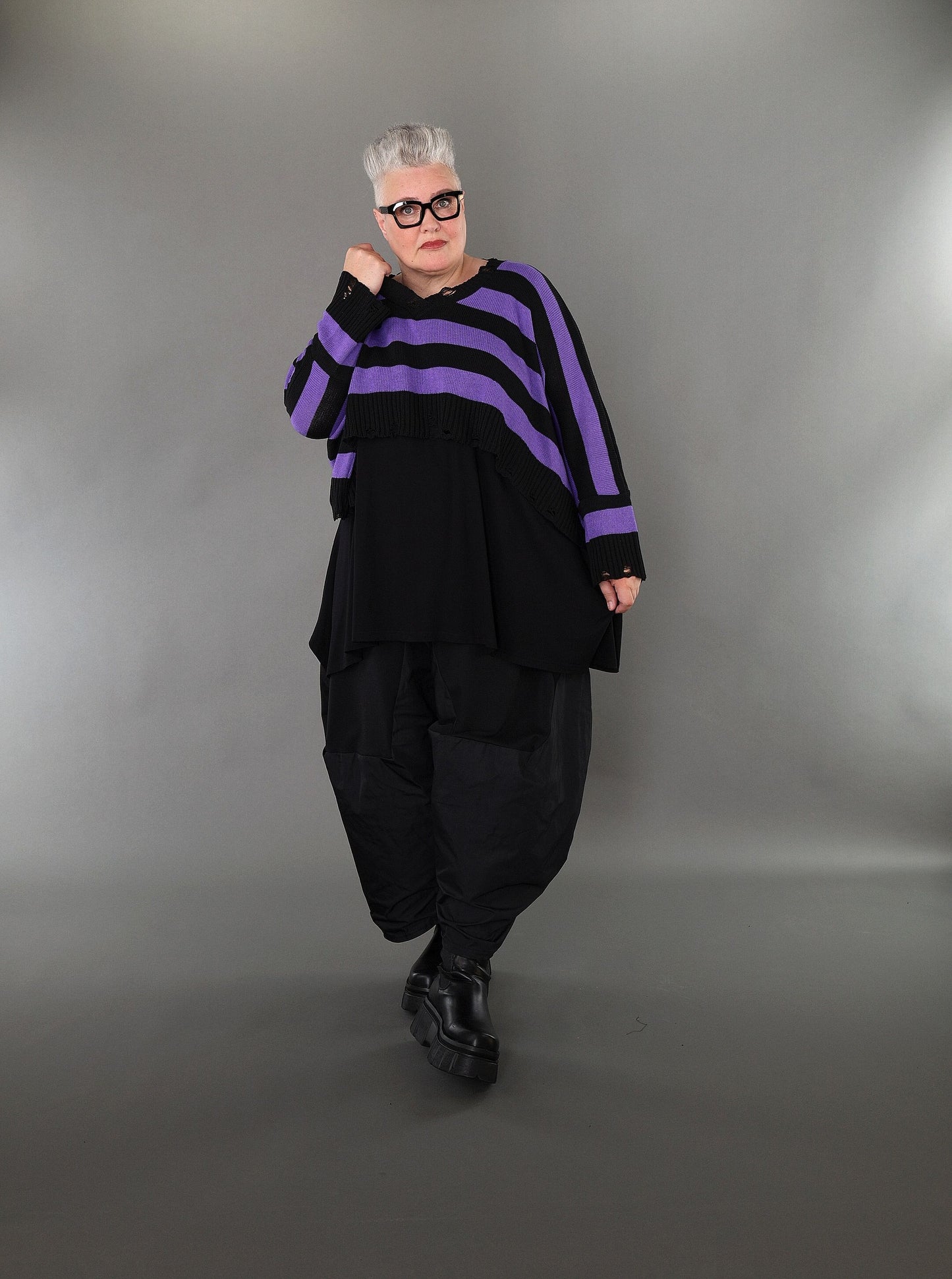 2537 "Nuvella" 110% Cotton Knitted Jumper - Violet