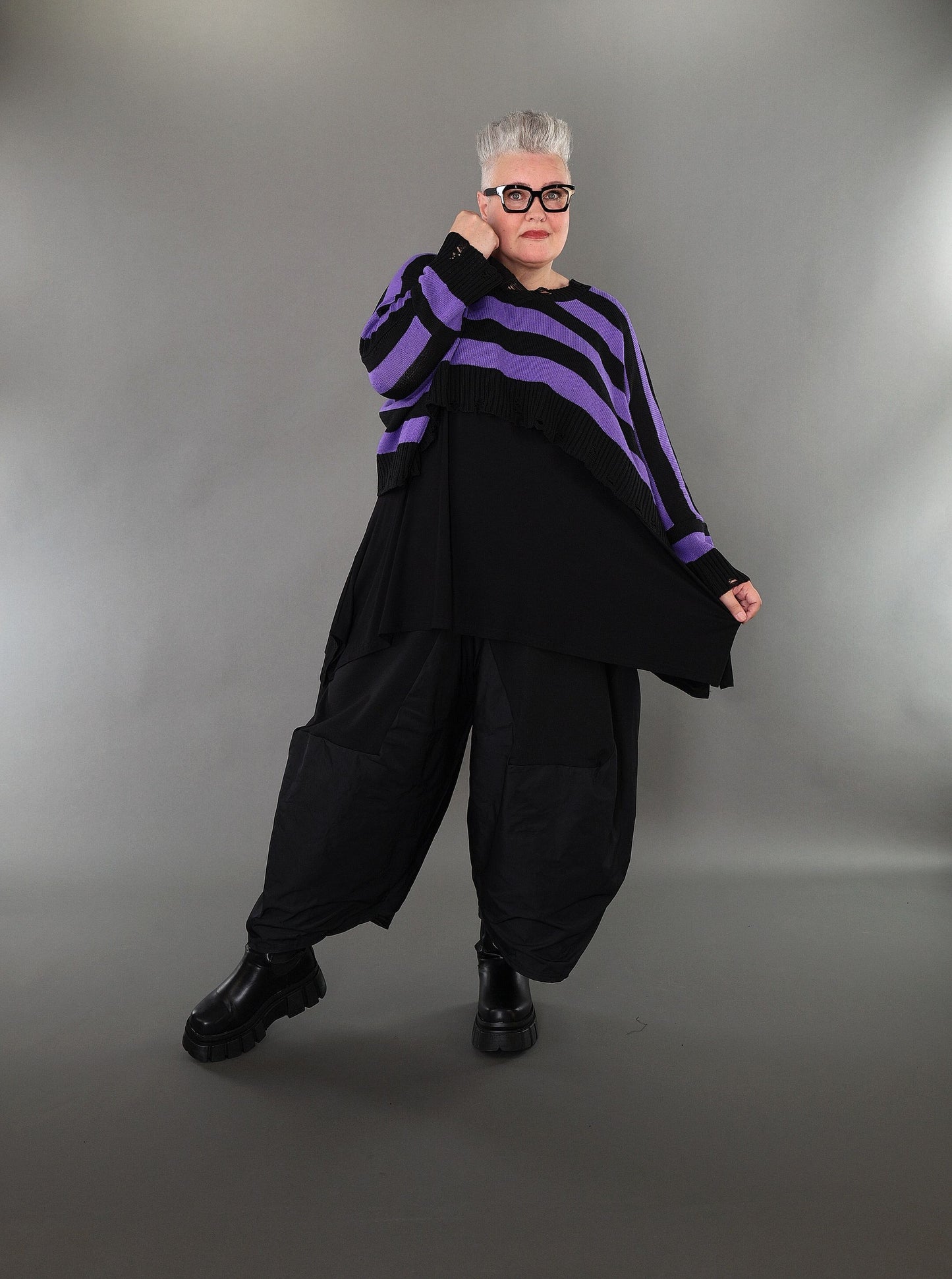 2537 "Nuvella" 110% Cotton Knitted Jumper - Violet