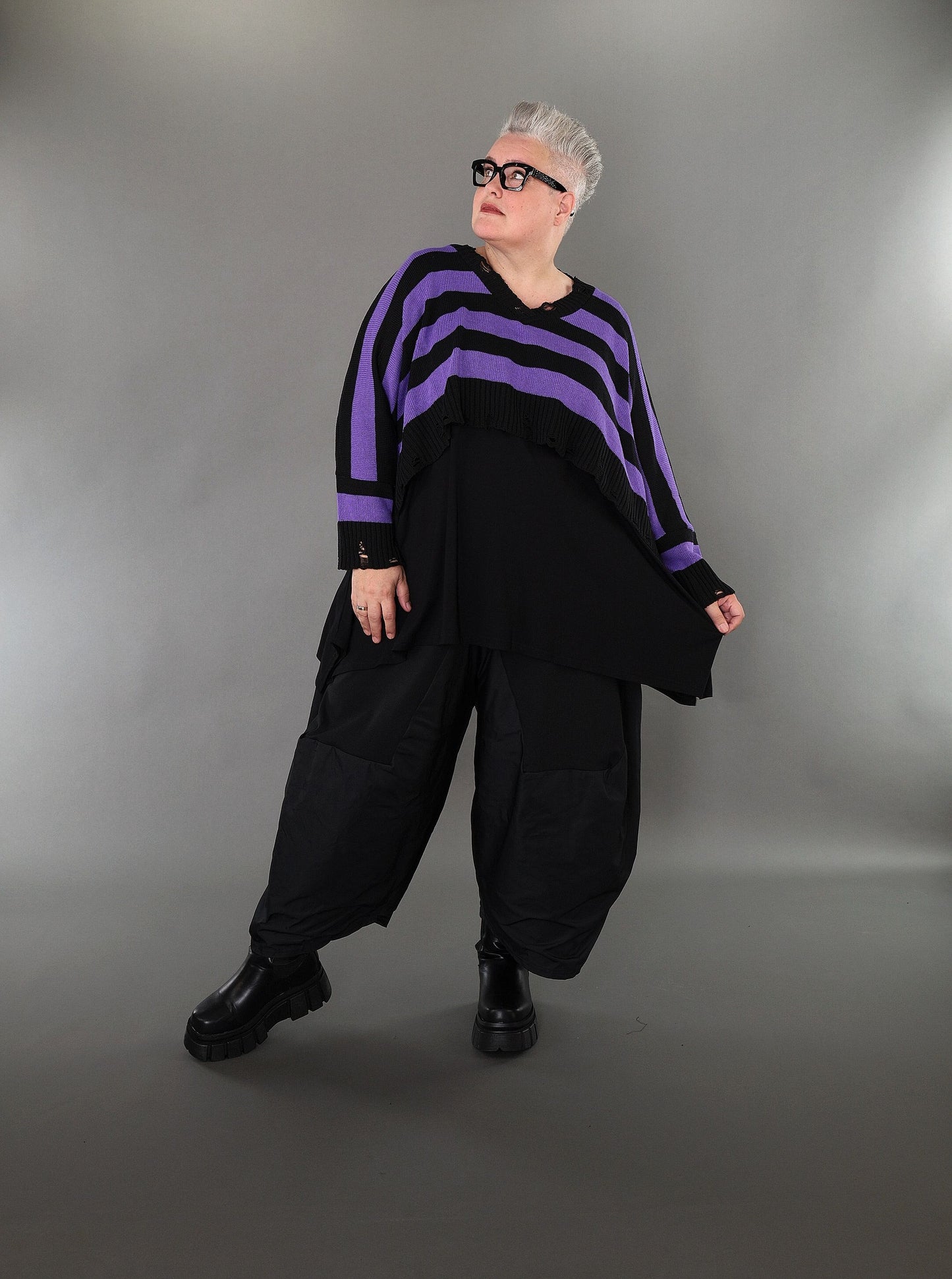 2537 "Nuvella" 110% Cotton Knitted Jumper - Violet