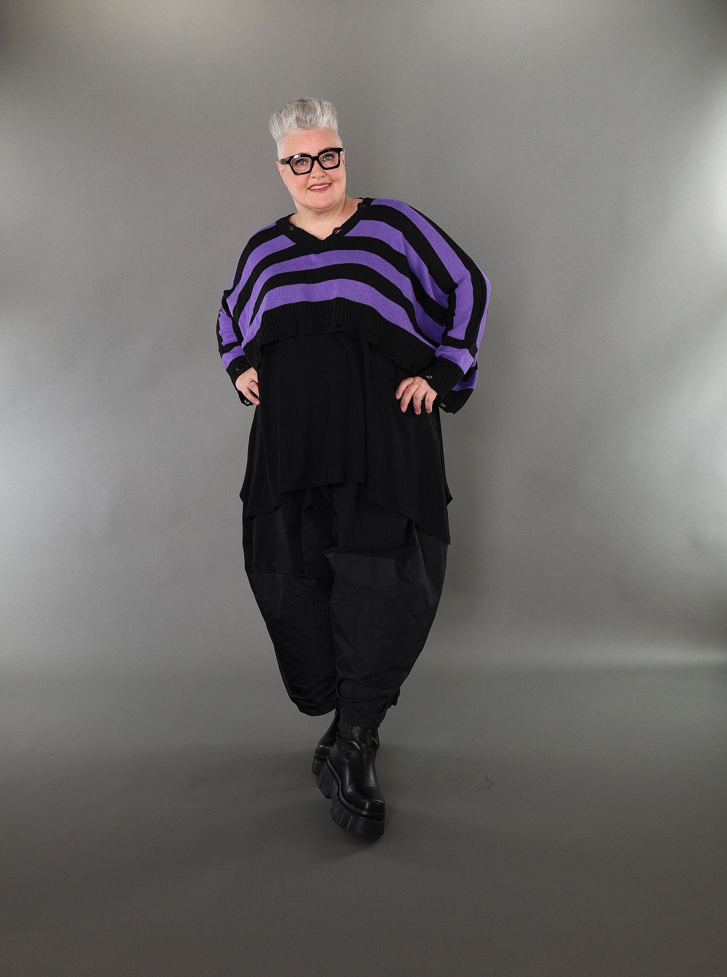 2537 "Nuvella" 110% Cotton Knitted Jumper - Violet