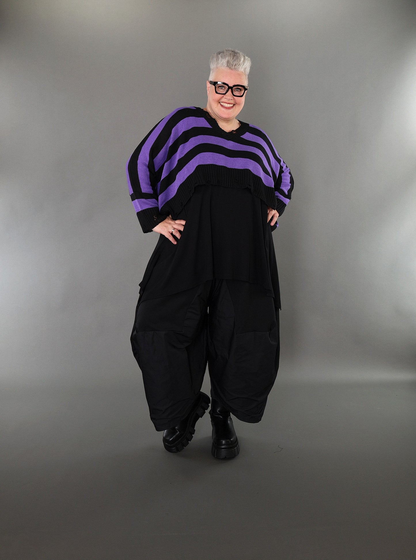 2537 "Nuvella" 110% Cotton Knitted Jumper - Violet