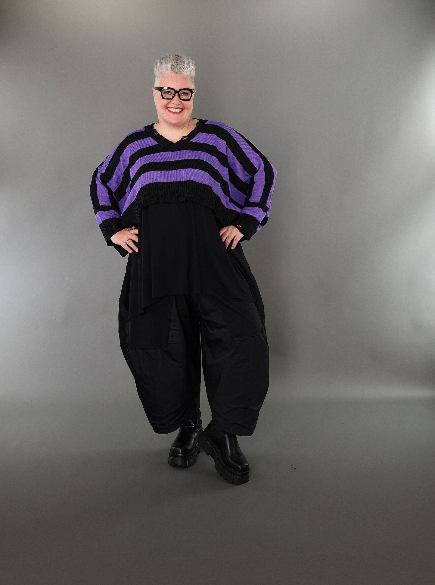 2537 "Nuvella" 110% Cotton Knitted Jumper - Violet