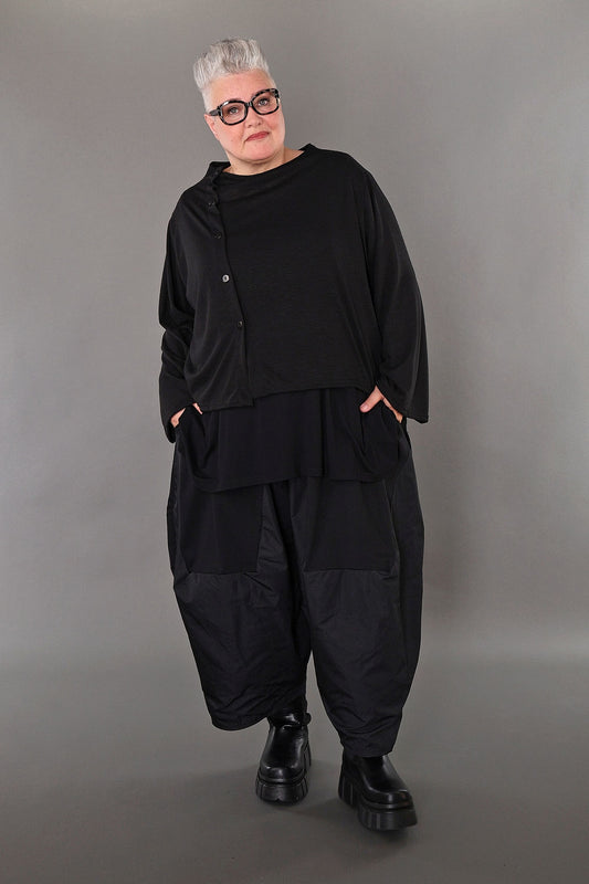 7006 "Celine"  Side Button Up Cardigan - Black