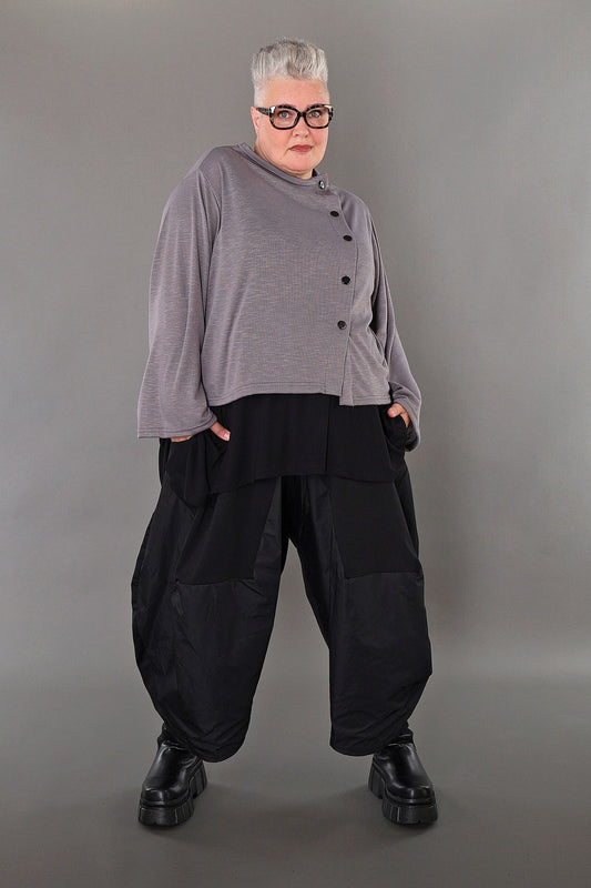 7006 "Celine"  Side Button Up Cardigan - Grey