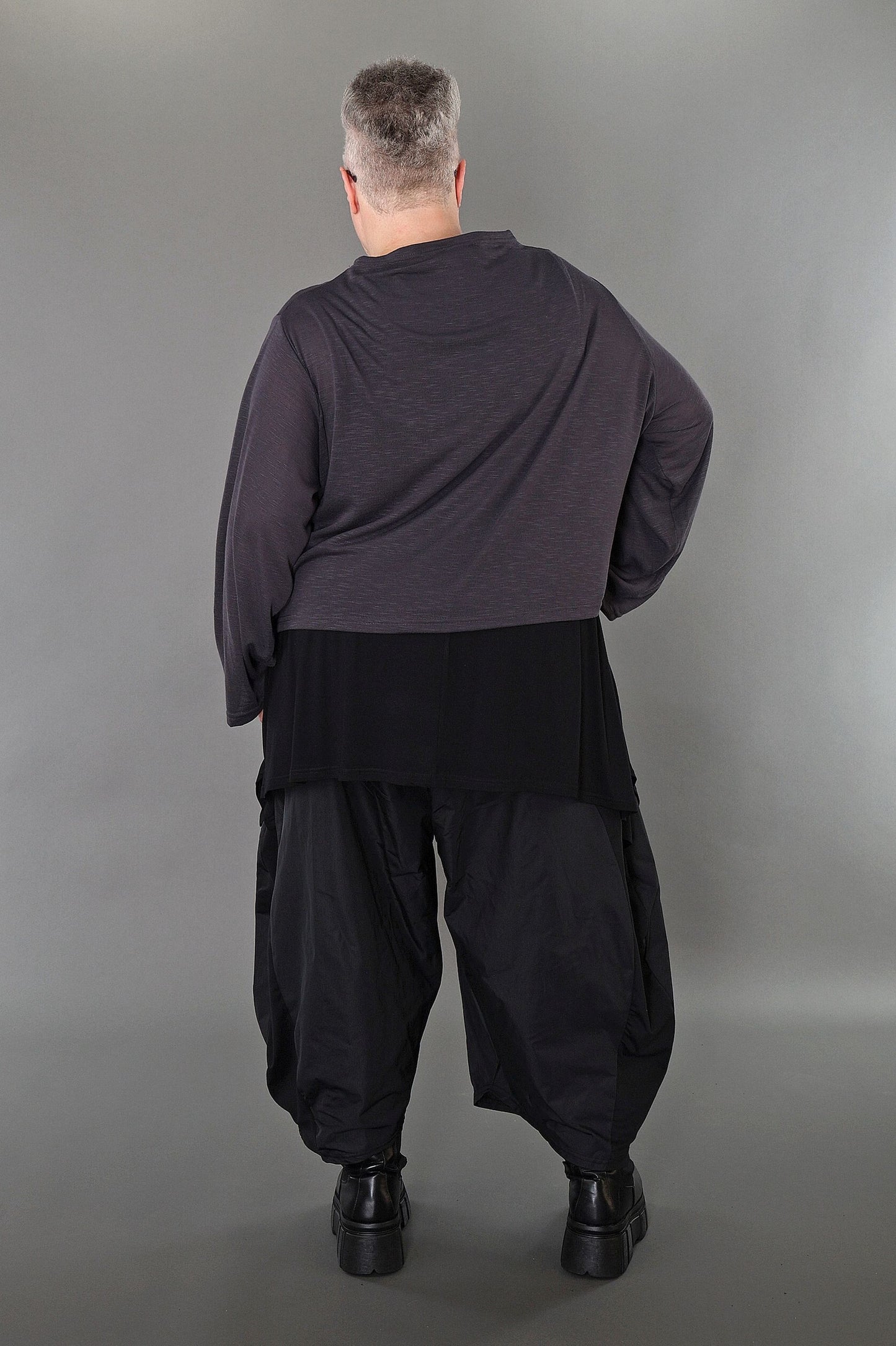 7006 "Celine"  Side Button Up Cardigan - Dark Grey