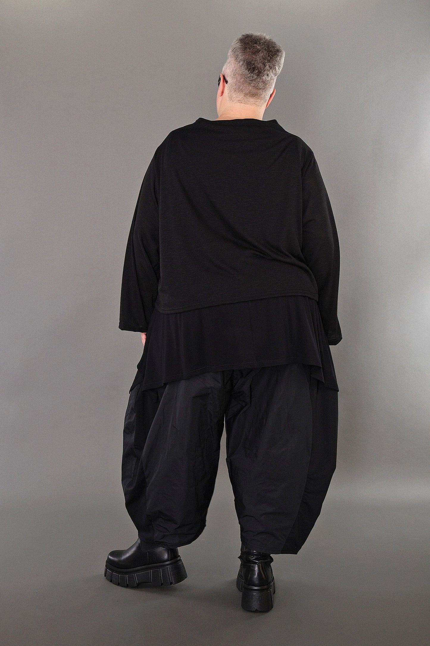 7006 "Celine"  Side Button Up Cardigan - Black