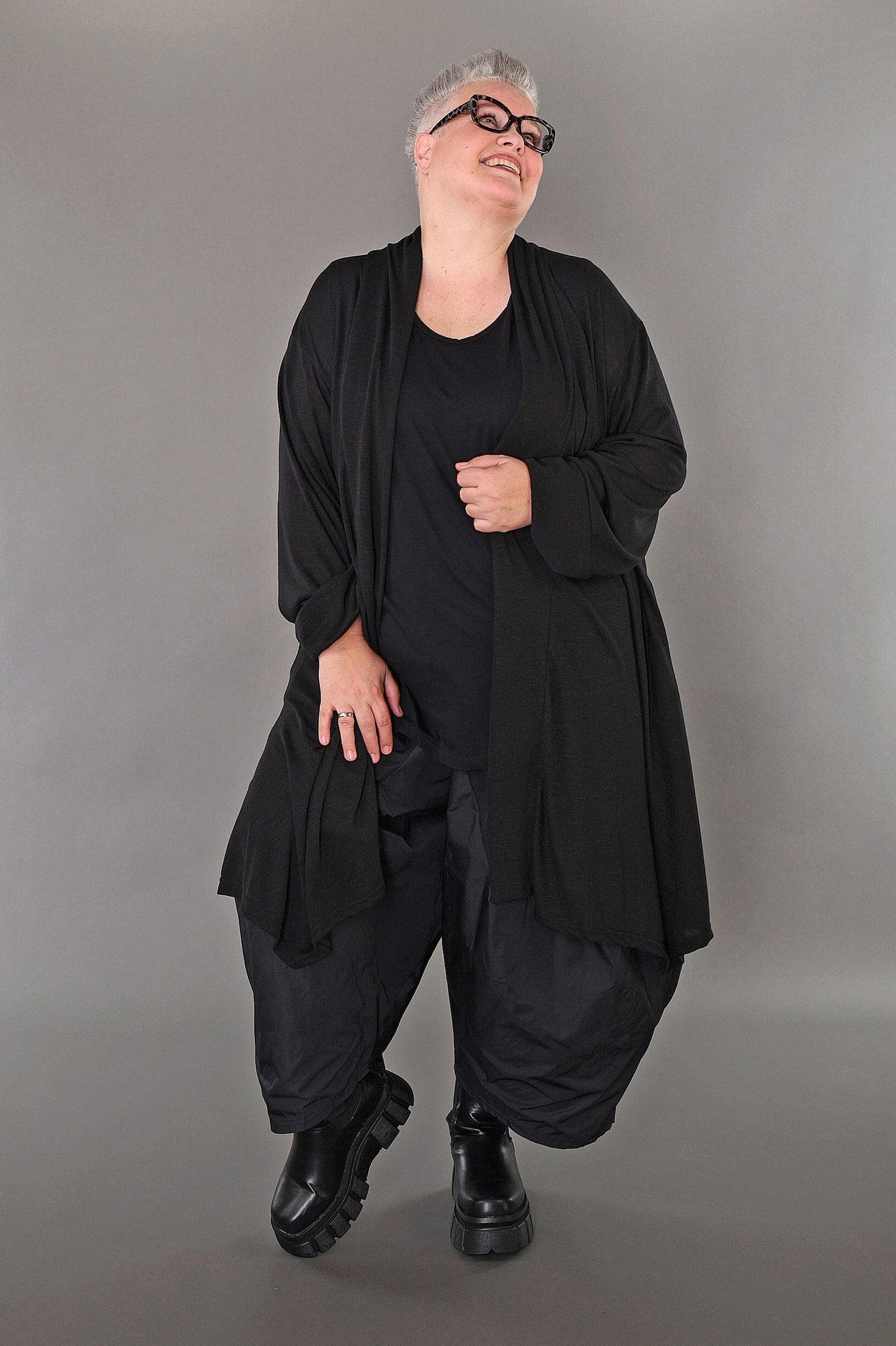 7041 "Celine" Open Cardigan - Black