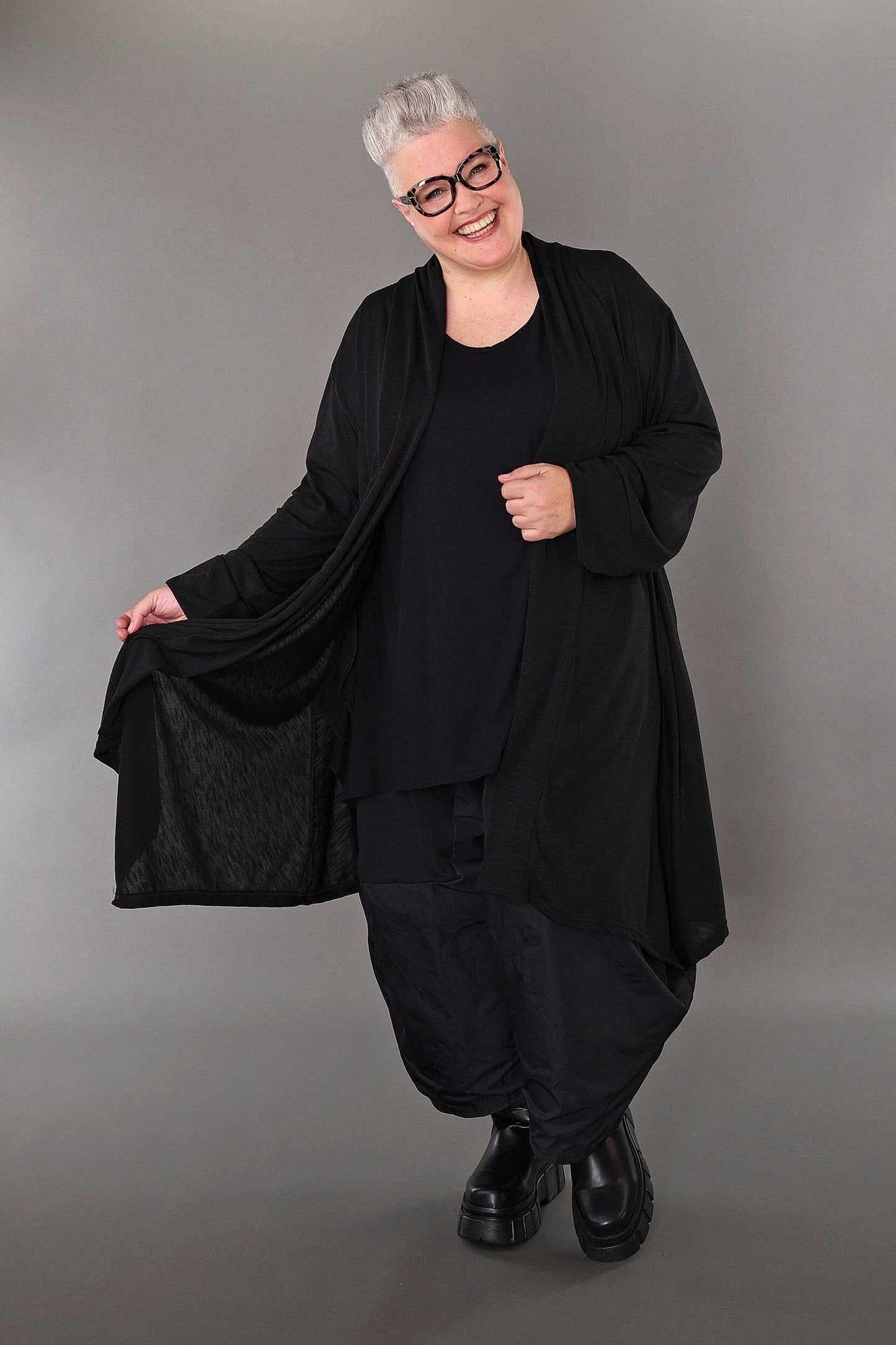 7041 "Celine" Open Cardigan - Black