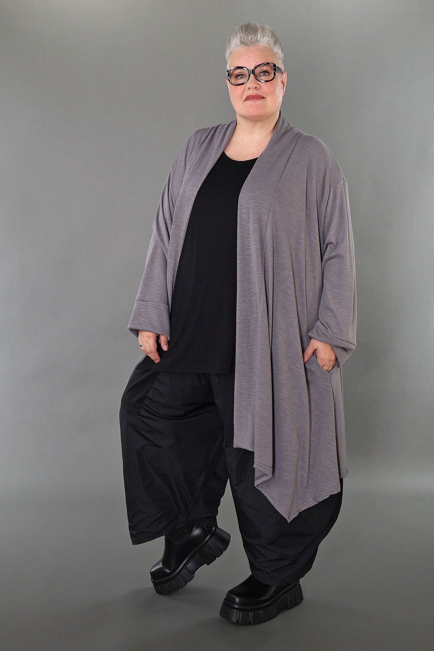 7041 "Celine" Open Cardigan - Grey