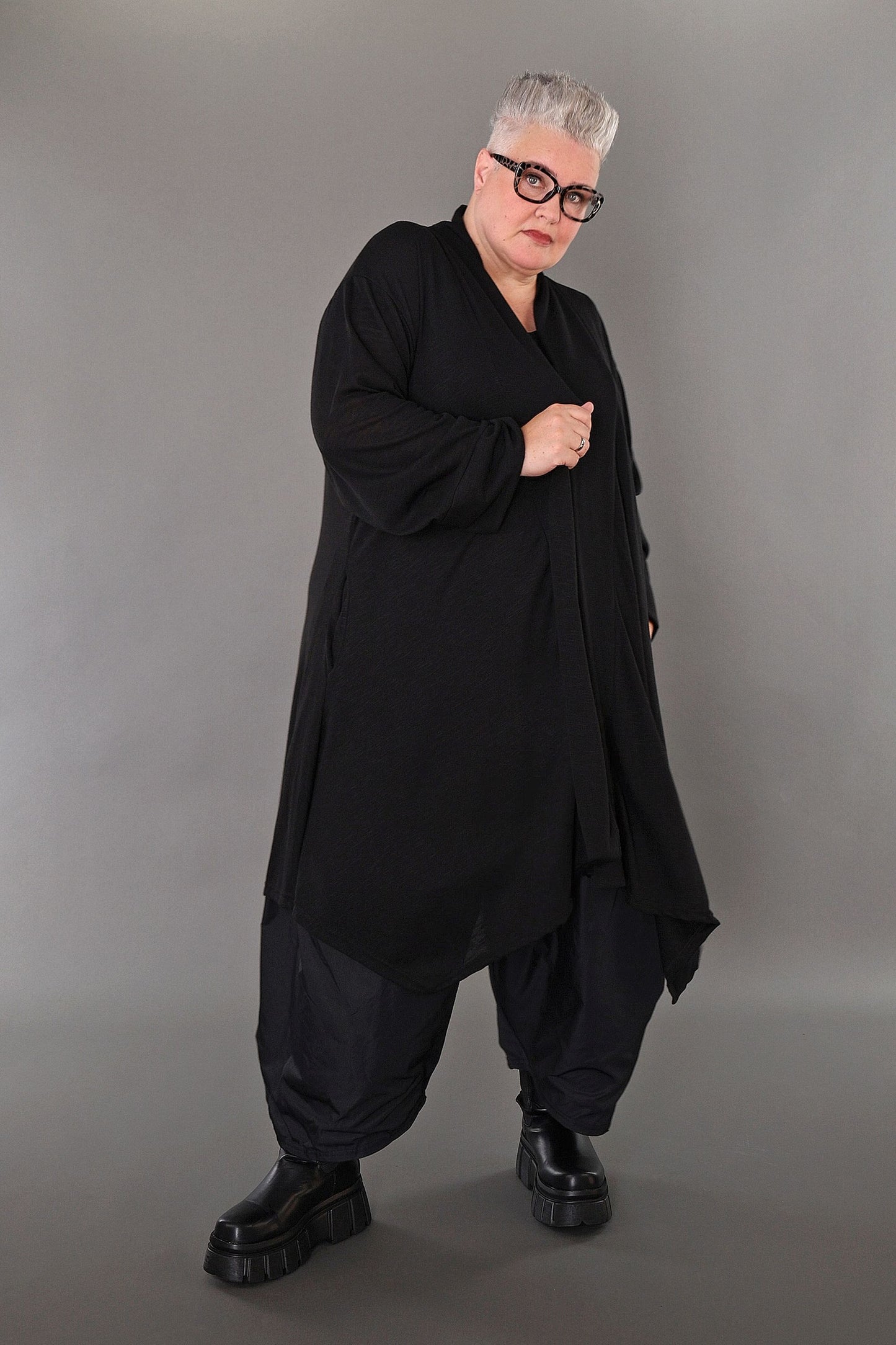 7041 "Celine" Open Cardigan - Black