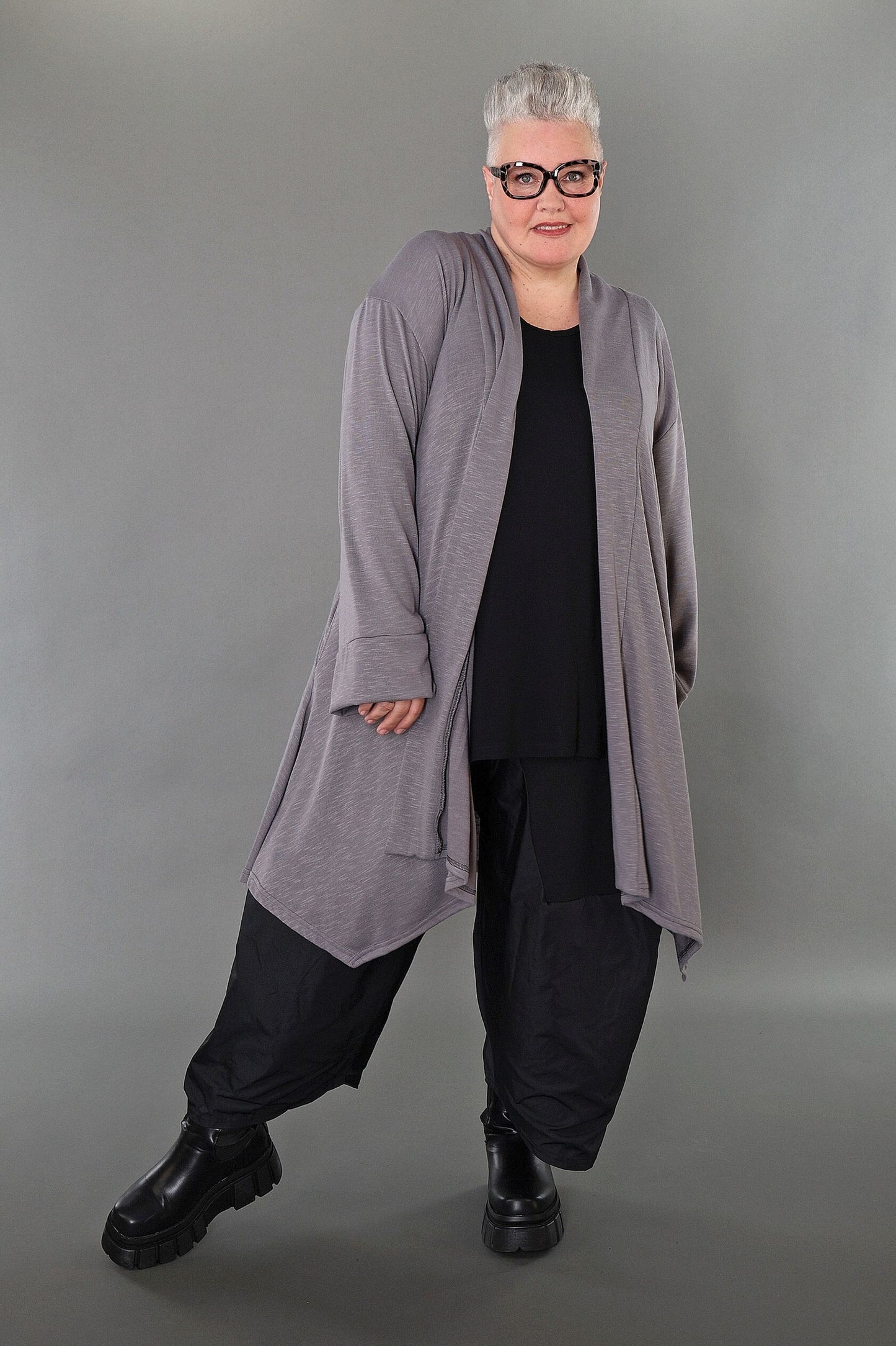 7041 "Celine" Open Cardigan - Grey