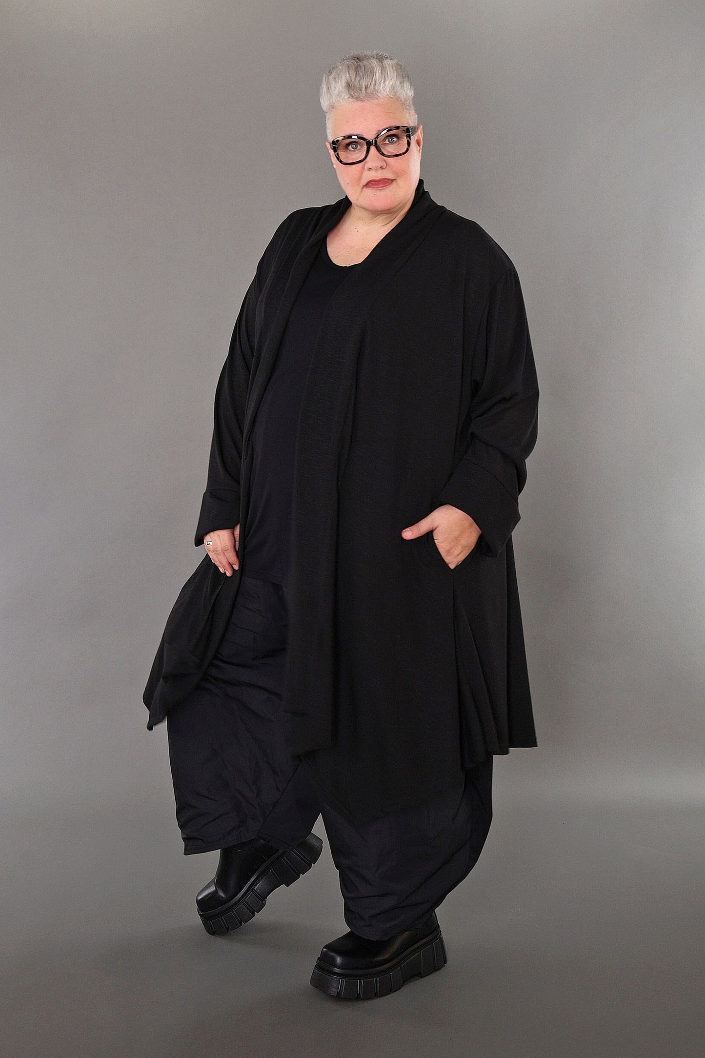 7041 "Celine" Open Cardigan - Black