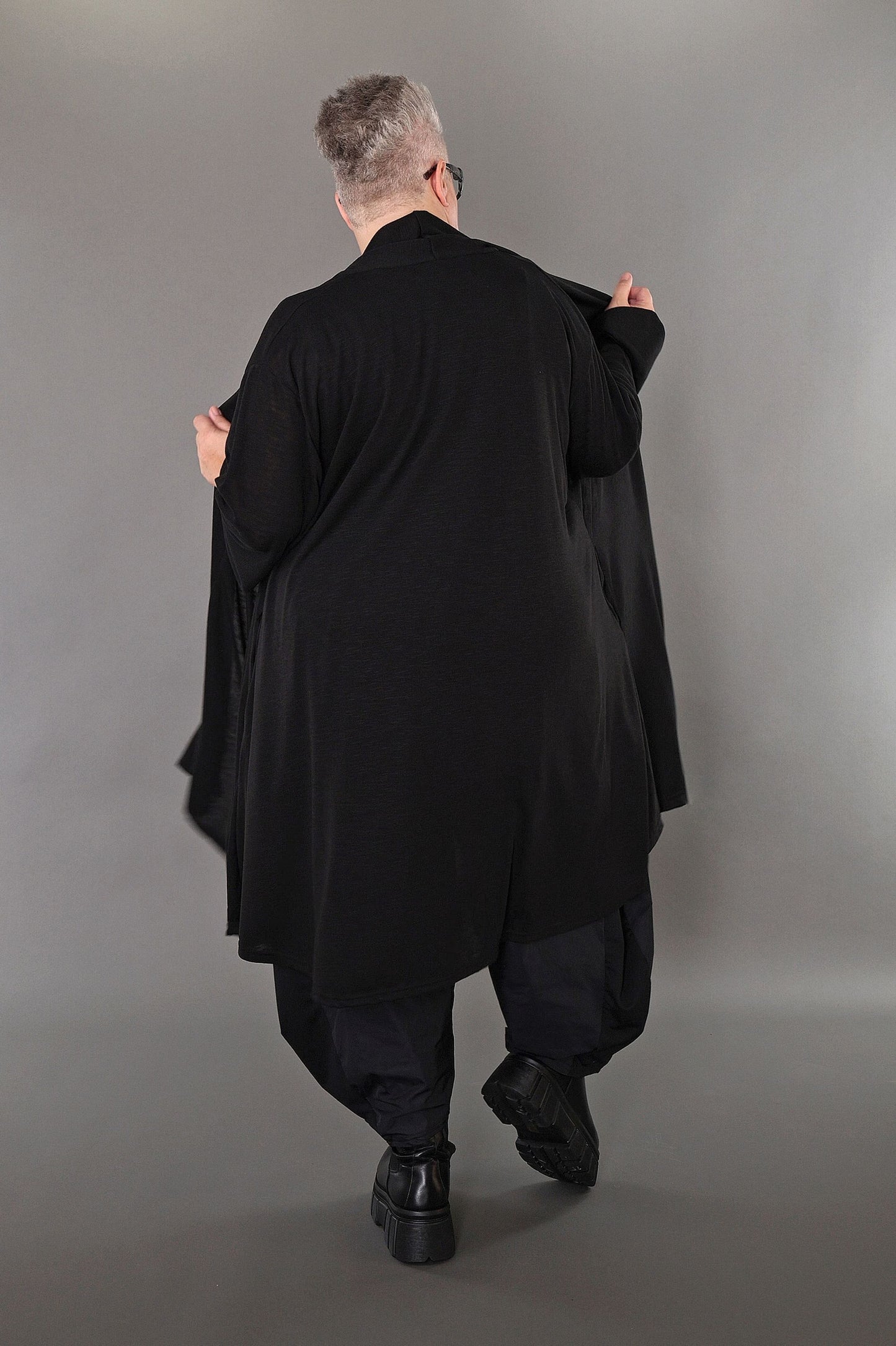 7041 "Celine" Open Cardigan - Black