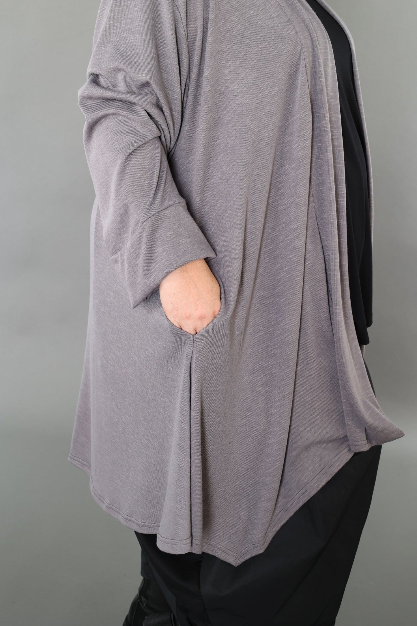 7041 "Celine" Open Cardigan - Grey