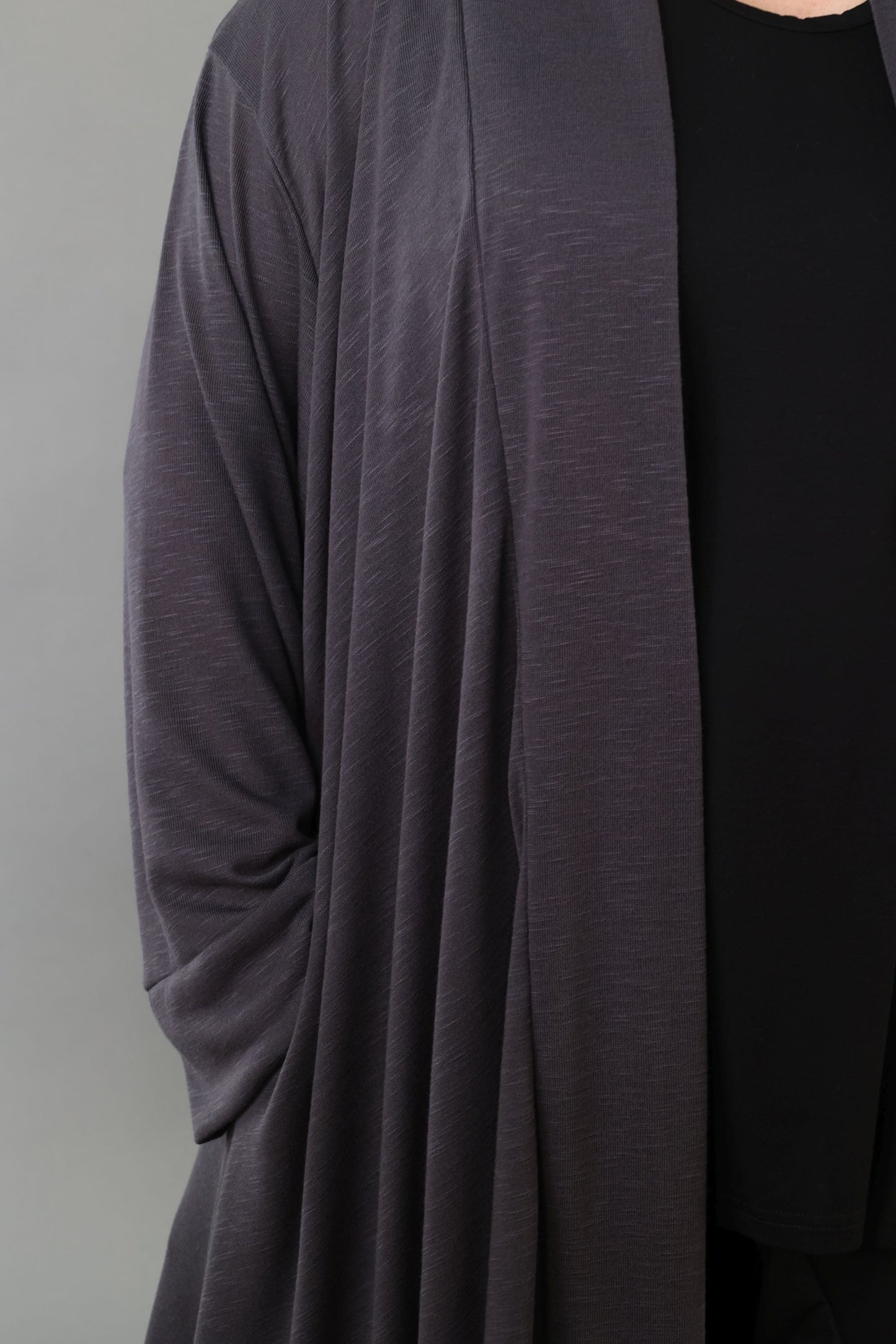 7041 "Celine" Open Cardigan - Dark Grey