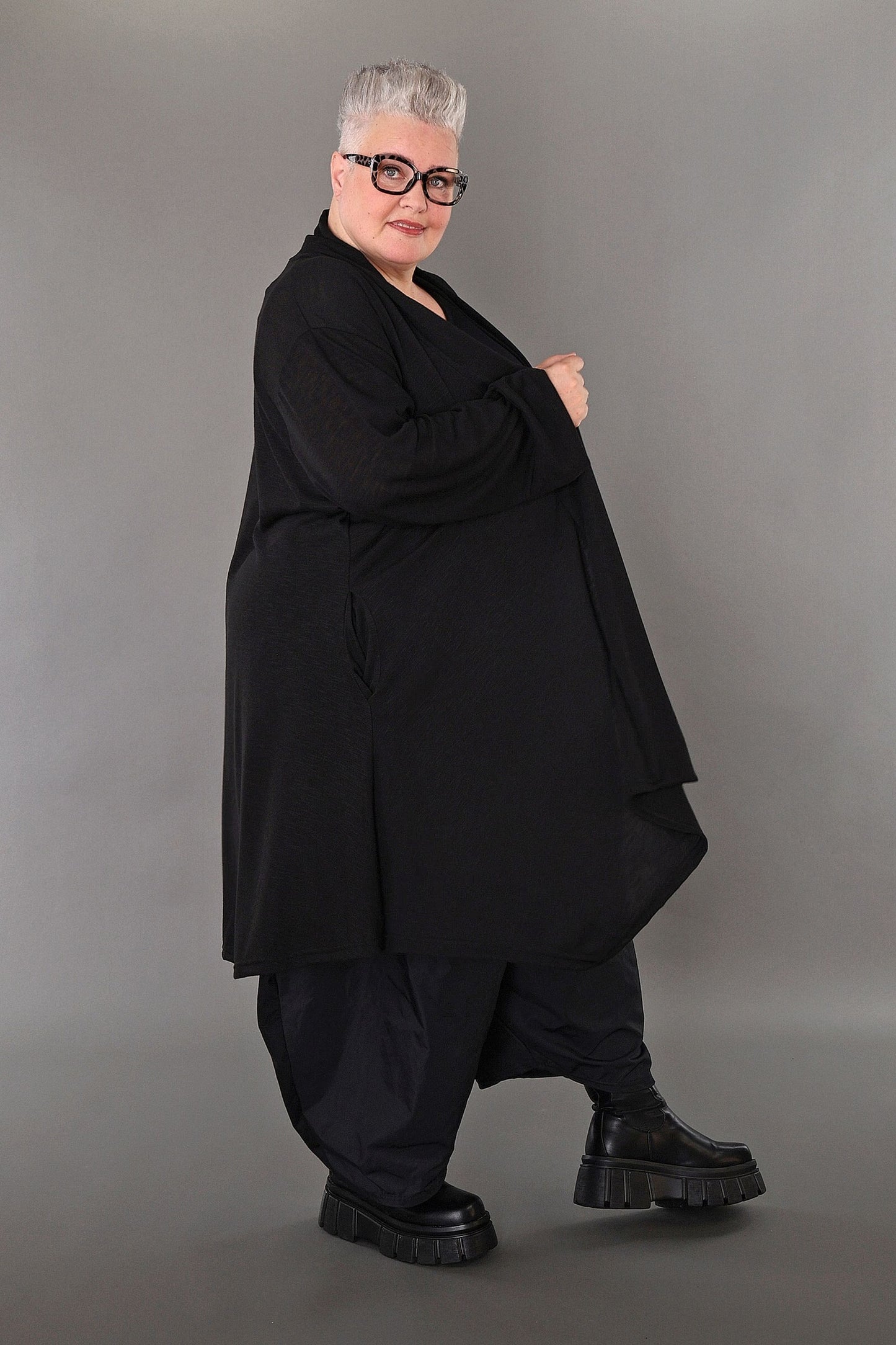 7041 "Celine" Open Cardigan - Black