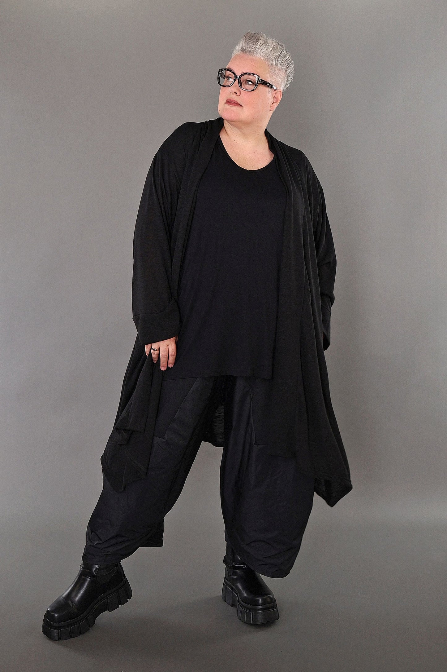 7041 "Celine" Open Cardigan - Black