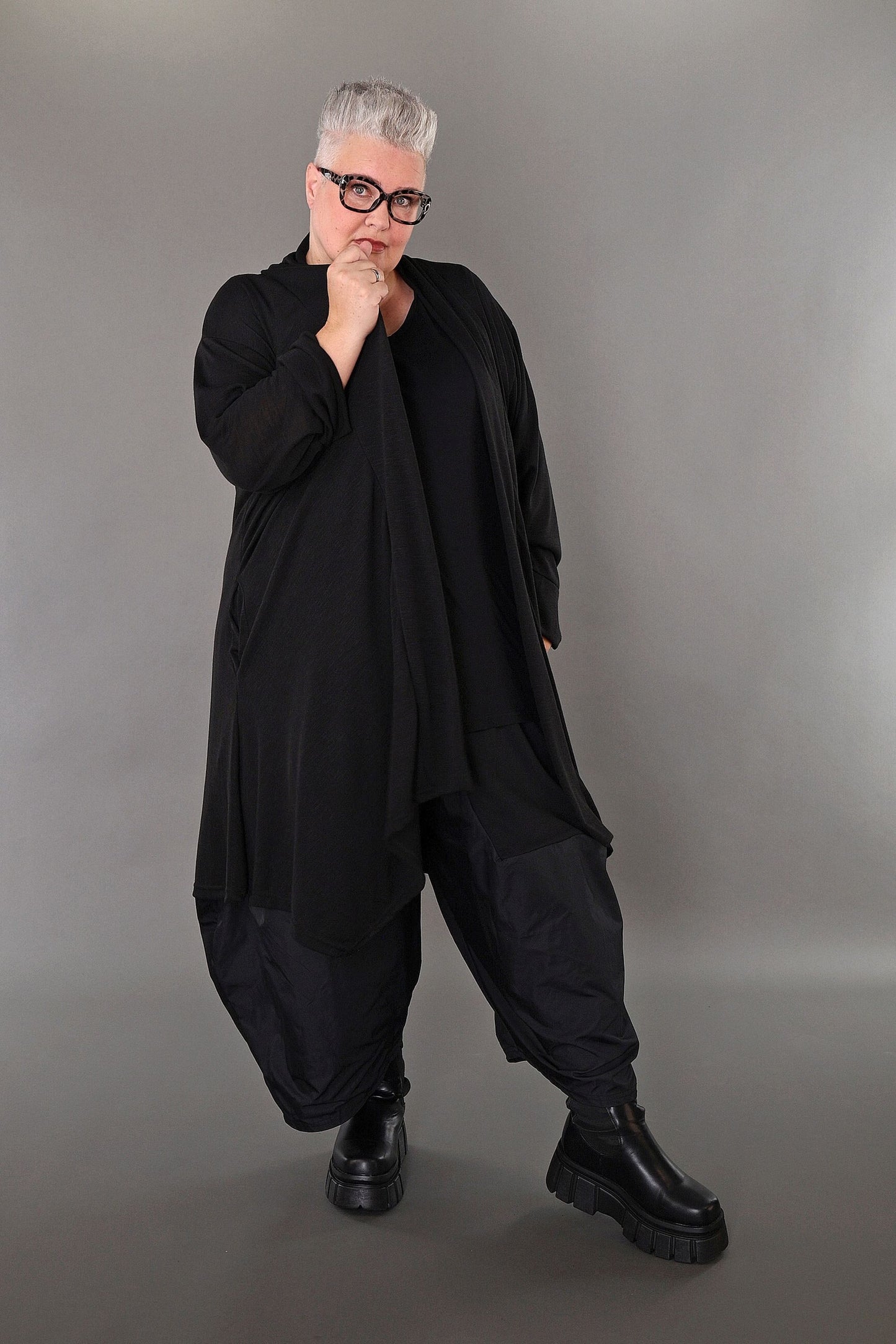 7041 "Celine" Open Cardigan - Black