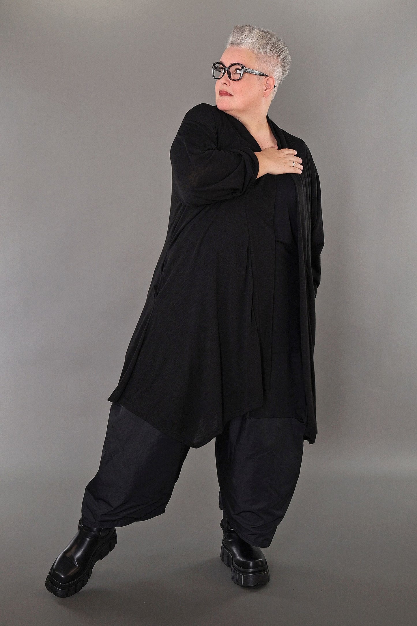 7041 "Celine" Open Cardigan - Black