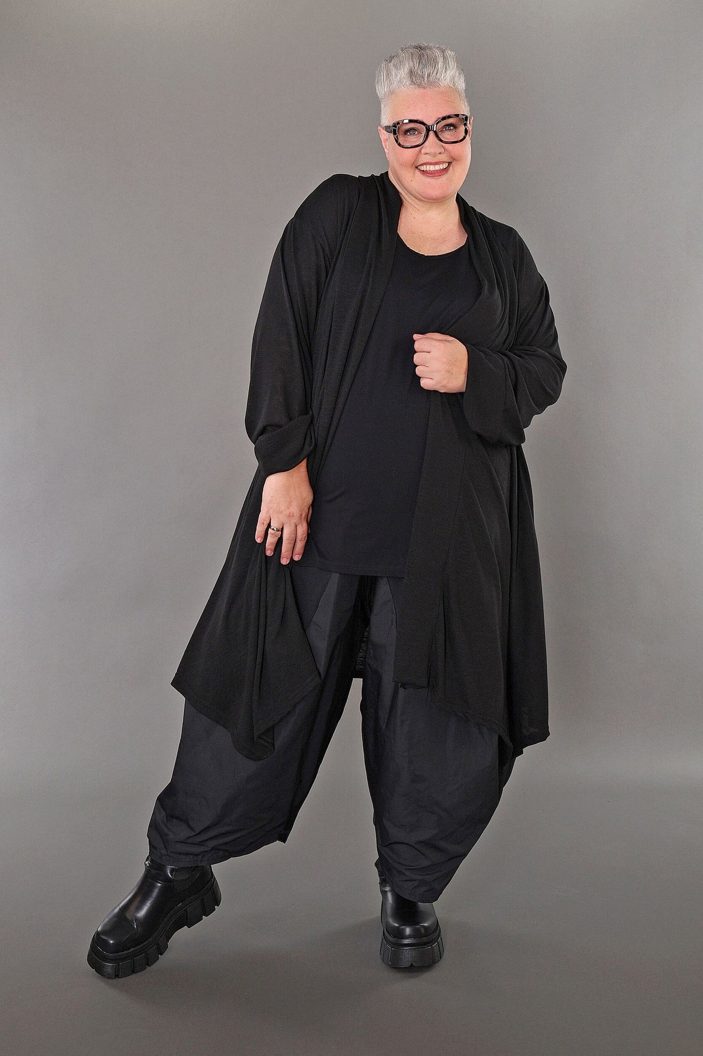 7041 "Celine" Open Cardigan - Black