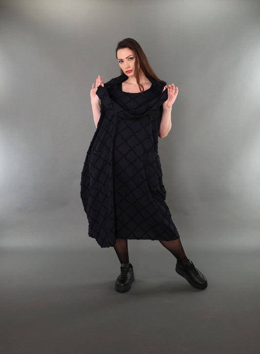 7118 "Brezza" Sleeveless Cowl-Neck Dress